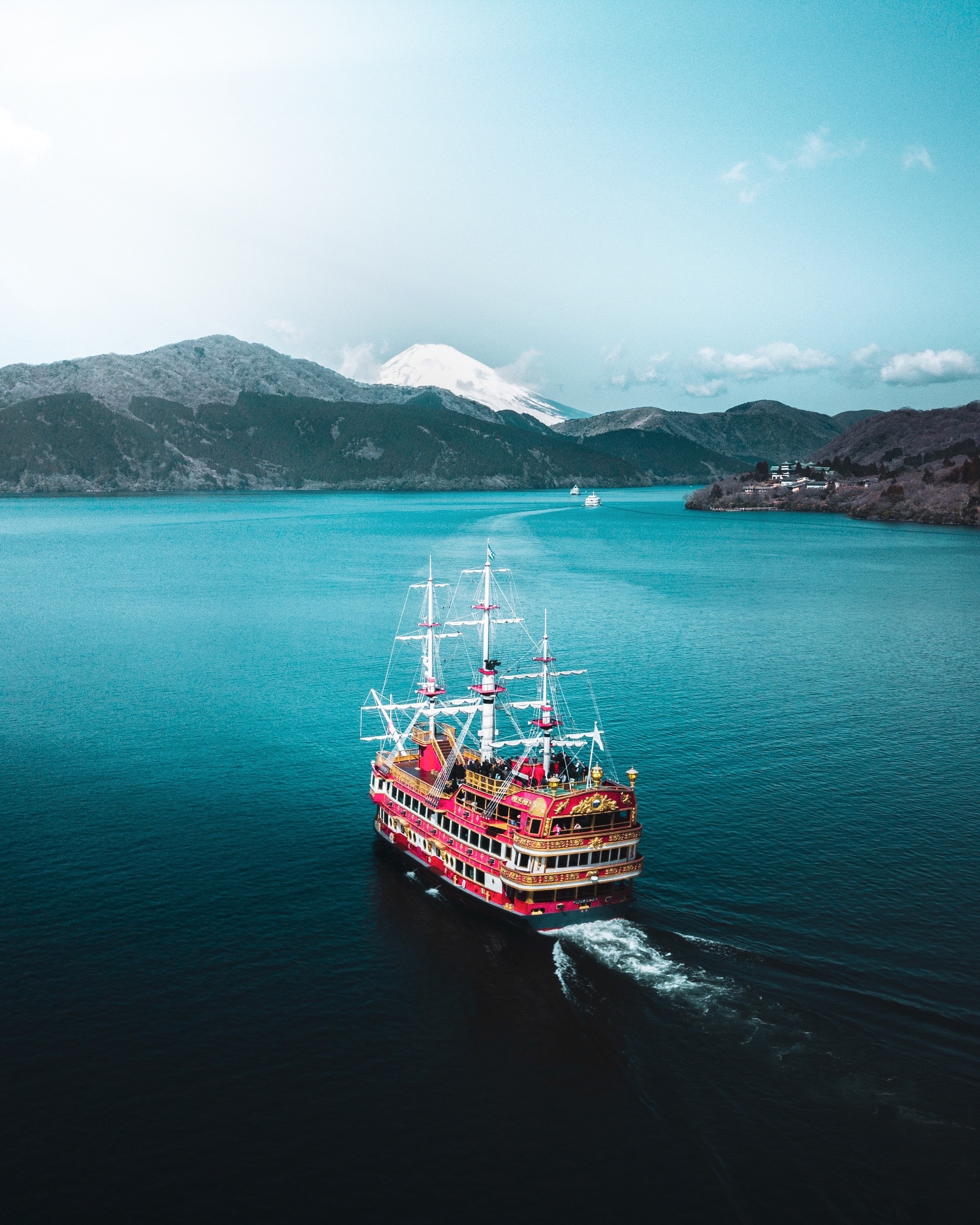 relaxation, nature, landscape, mountains, rest, ship, cruise Full HD