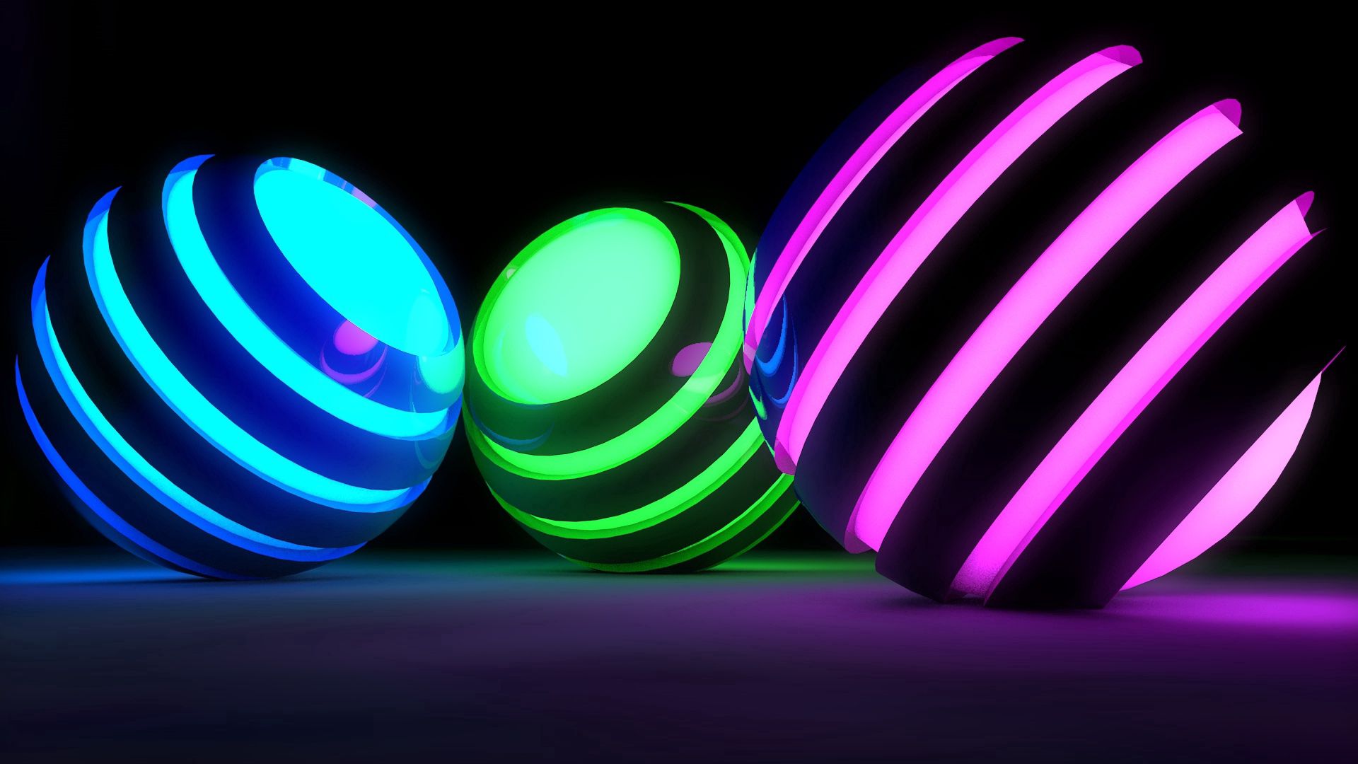 Free download wallpaper Bright, Streaks, Stripes, Glow, Balls, 3D on your PC desktop