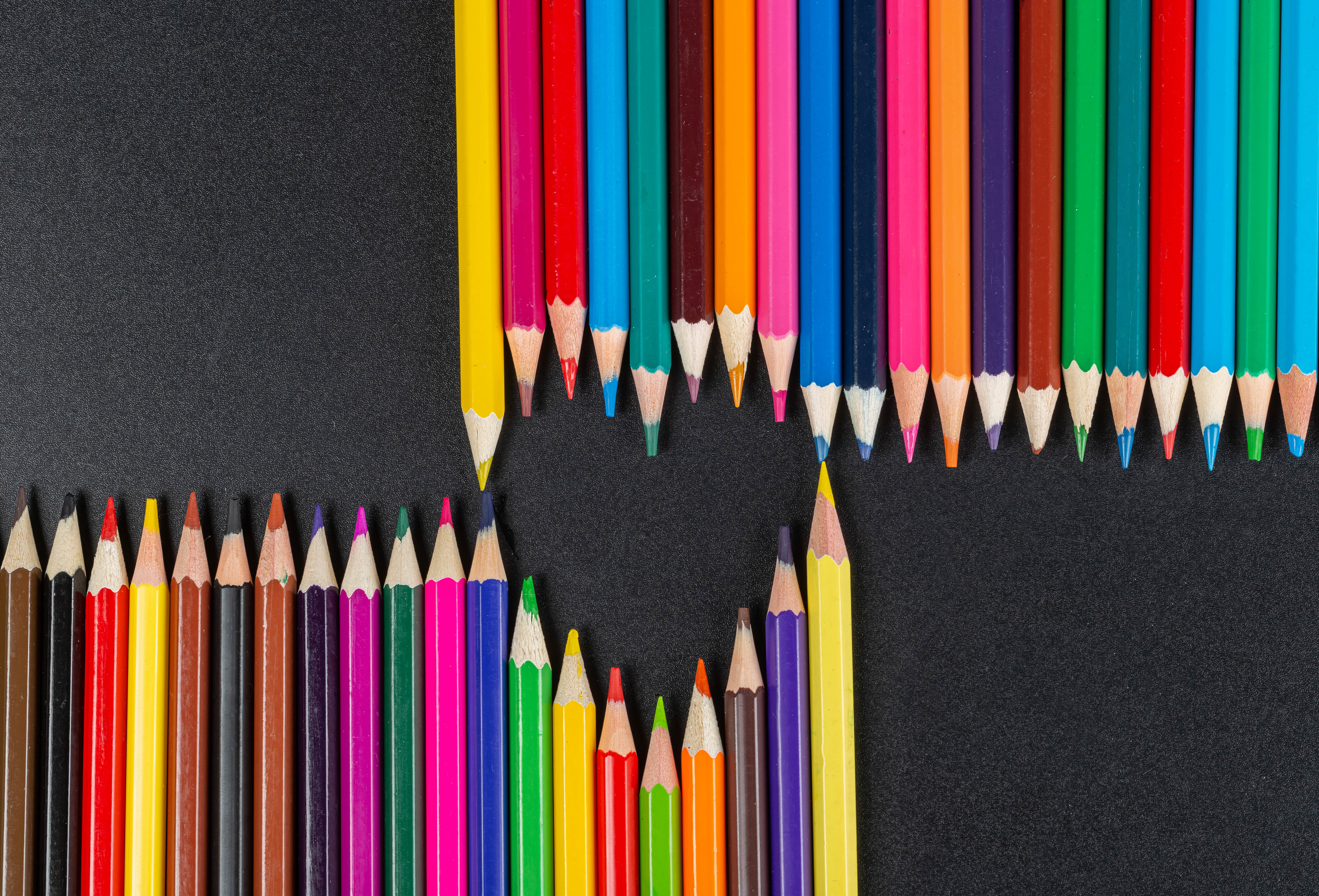 pencils, motley, multicolored, miscellanea, miscellaneous, heart, acute, sharp