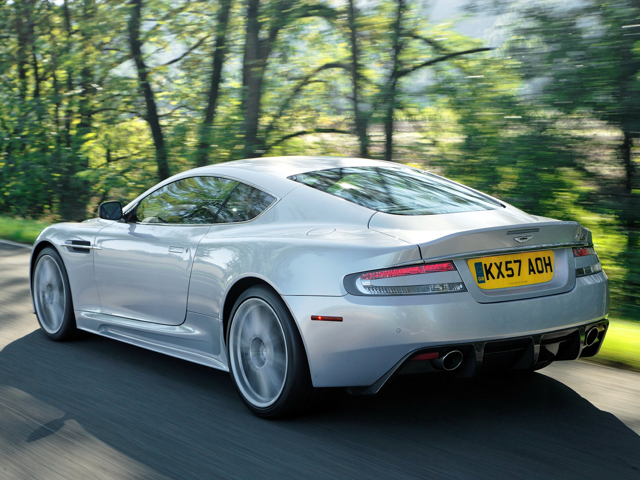 cars, auto, nature, aston martin, white, back view, rear view, dbs, 2008 Smartphone Background