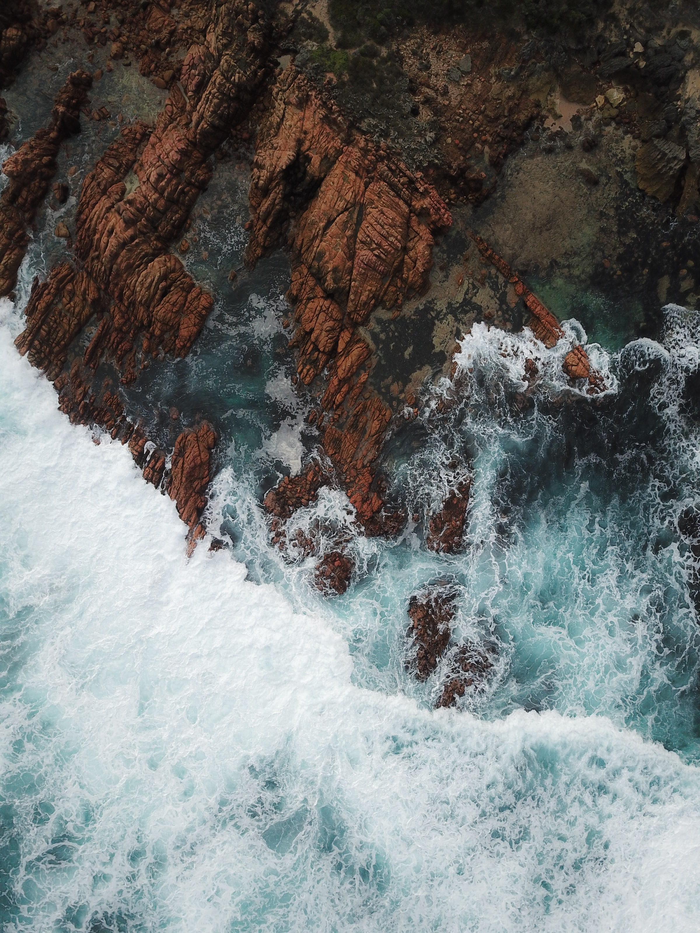 無料モバイル壁紙自然, 泡, 岩, 上から見る, フォーム, 海をダウンロードします。