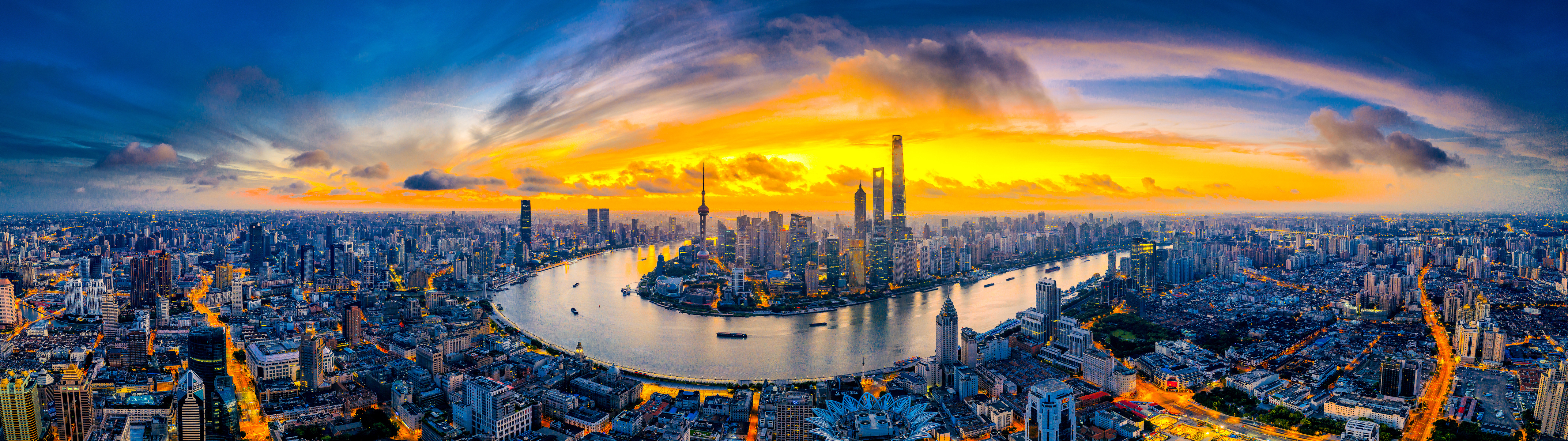sunset, china, man made, shanghai, city, cityscape, cities Full HD