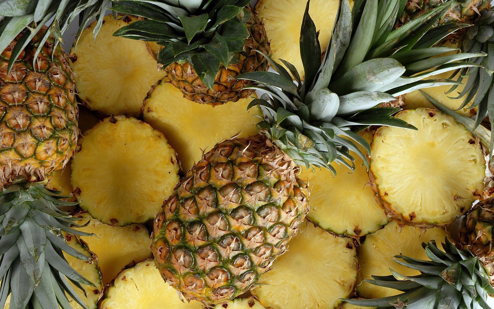 fruits, food, background, pineapples, lobules, slices High Definition image