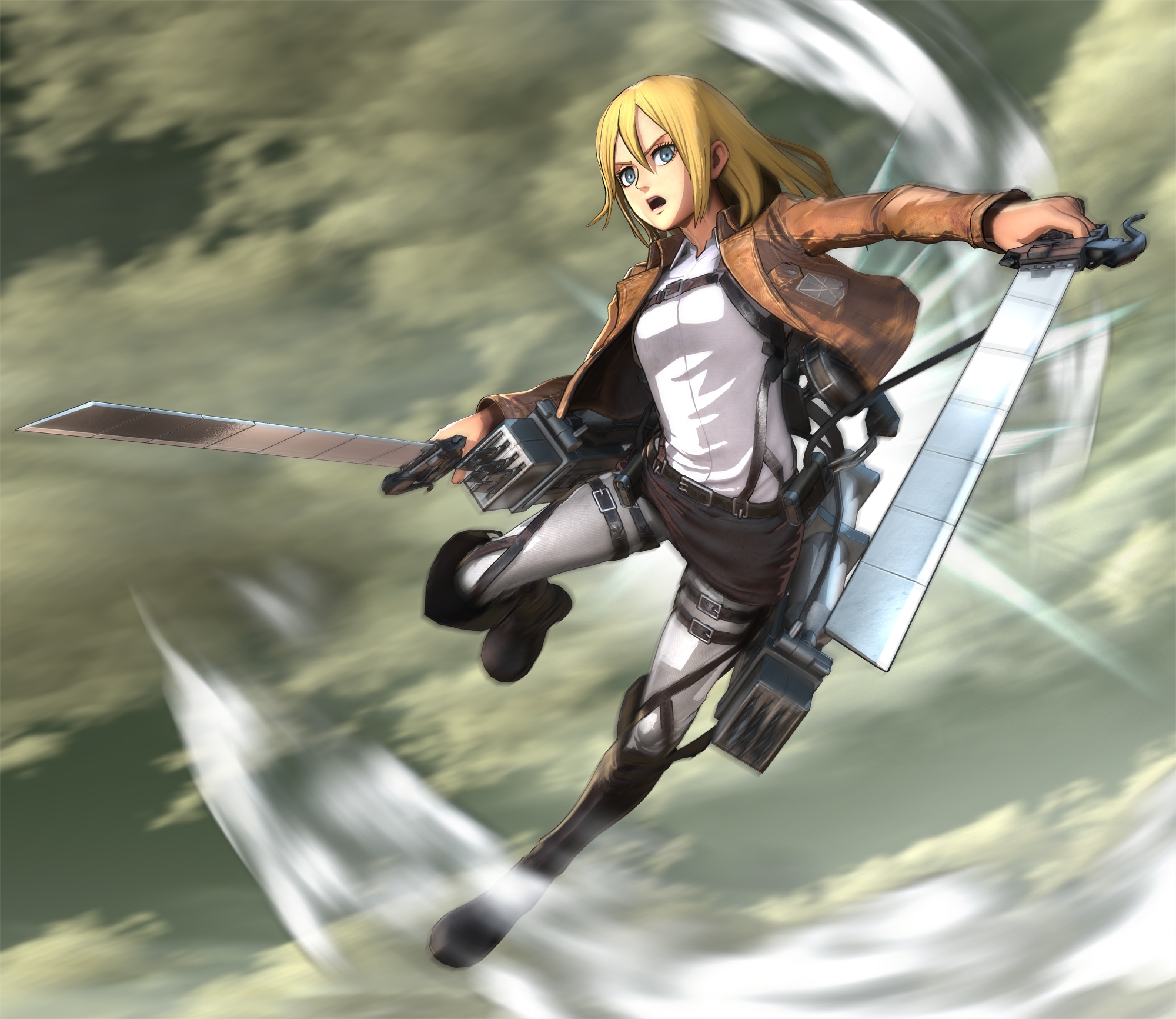 Free HD anime, attack on titan, blade, blonde, blue eyes, historia reiss, short hair, uniform, weapon