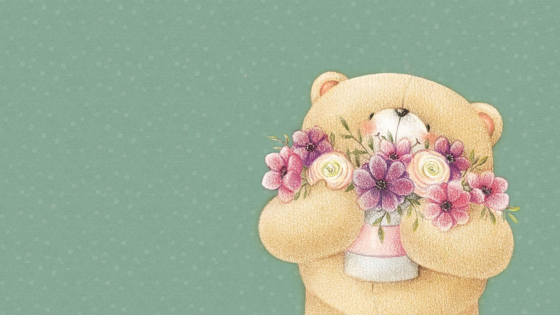 Скачать картинку Мишка, Forever Friends Deckchair Bear, Цветы, Арт в телефон бесплатно.