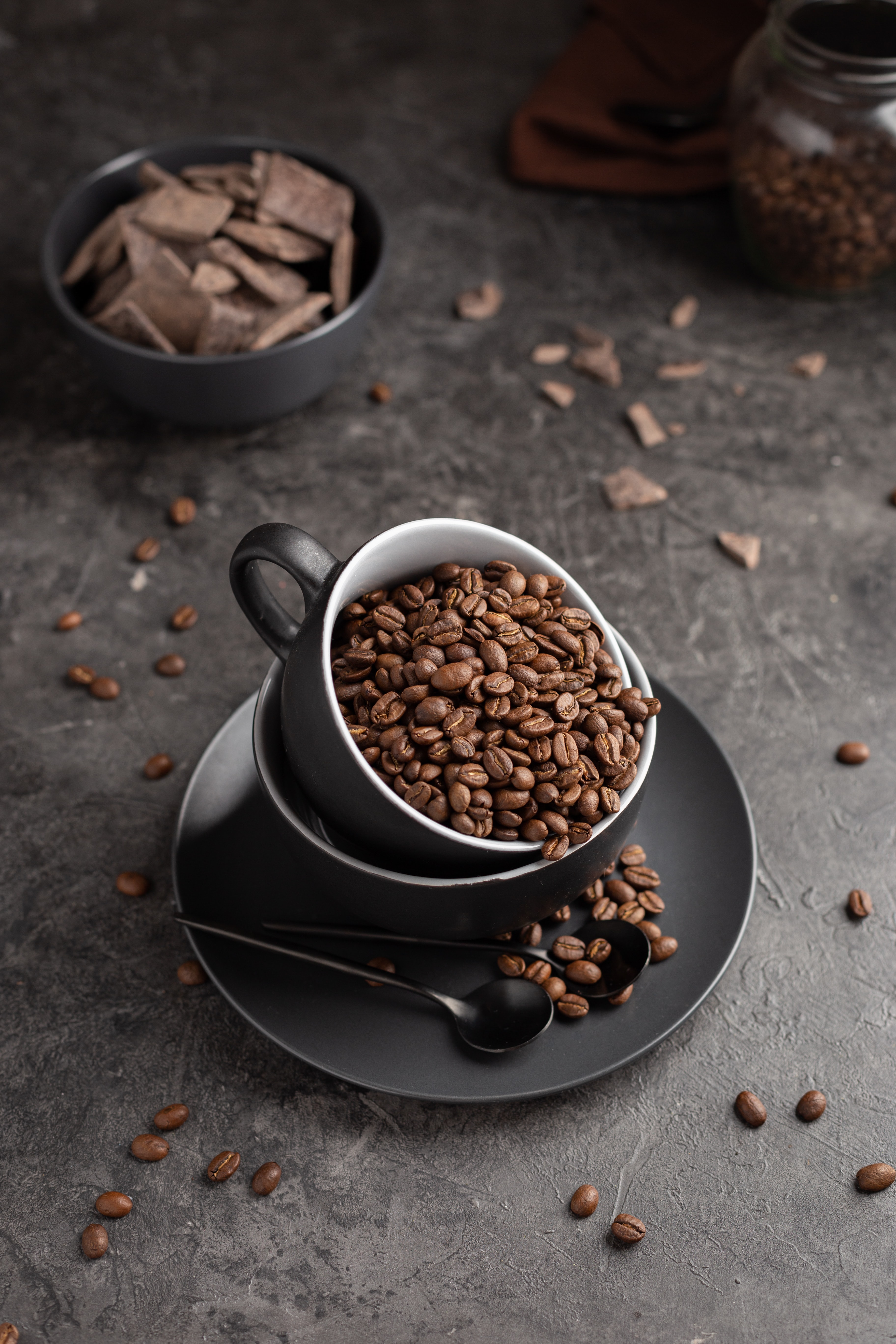 coffee, coffee beans, cup, chocolate, food iphone wallpaper