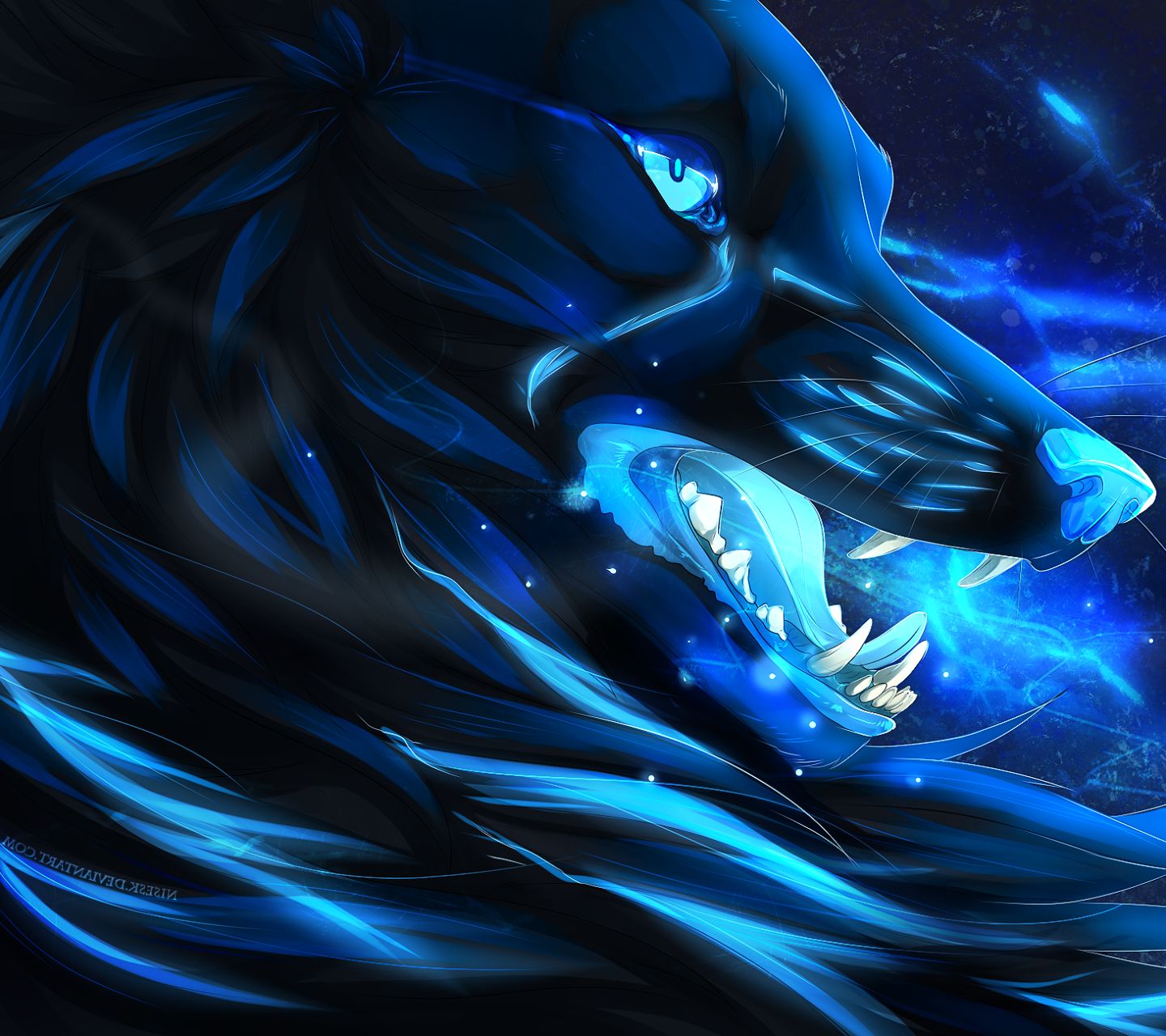 Neon wolf red and blue Wallpaper Download | MobCup