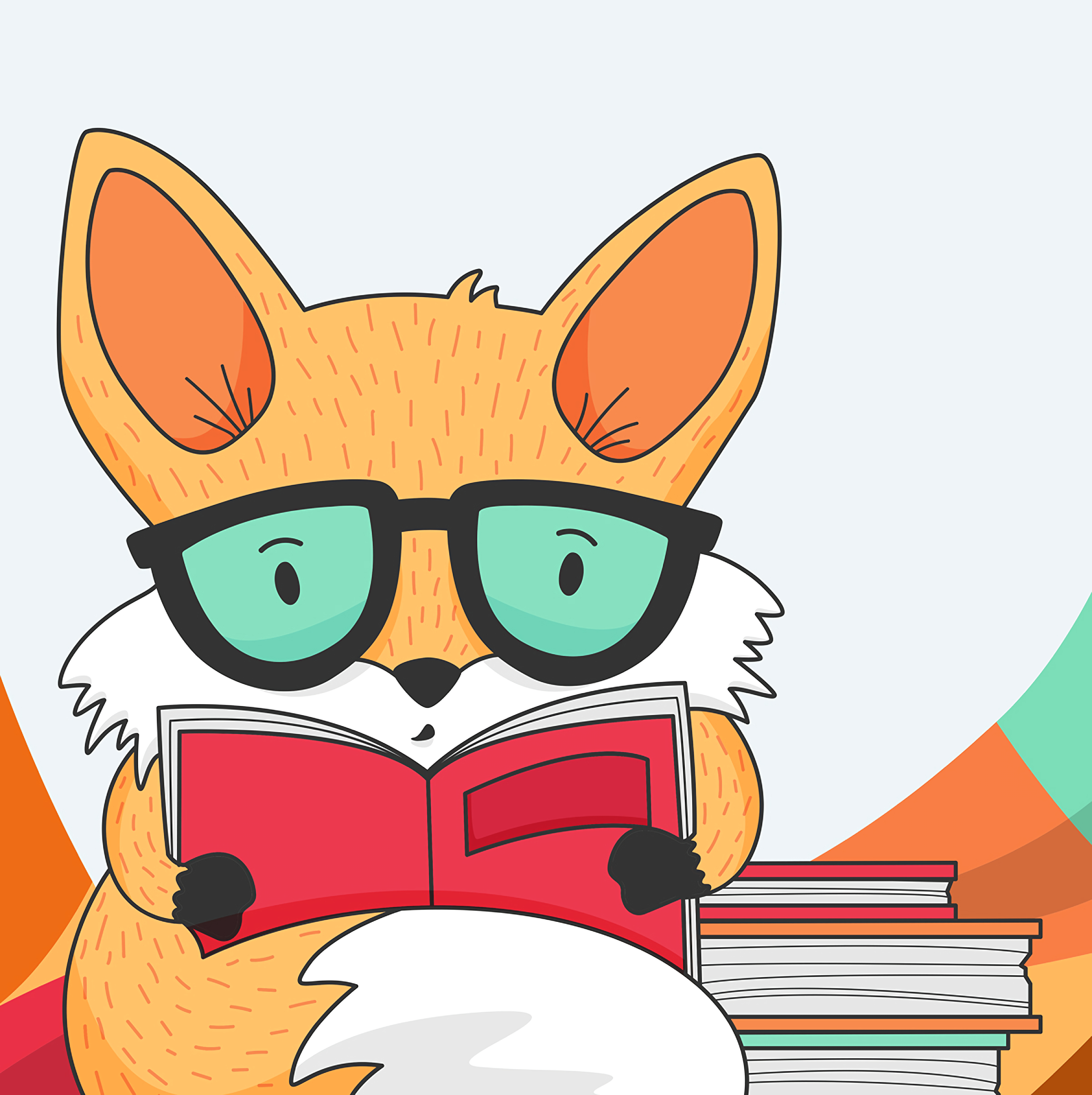 Download mobile wallpaper Book, Fox, Art, Vector, Reading for free.