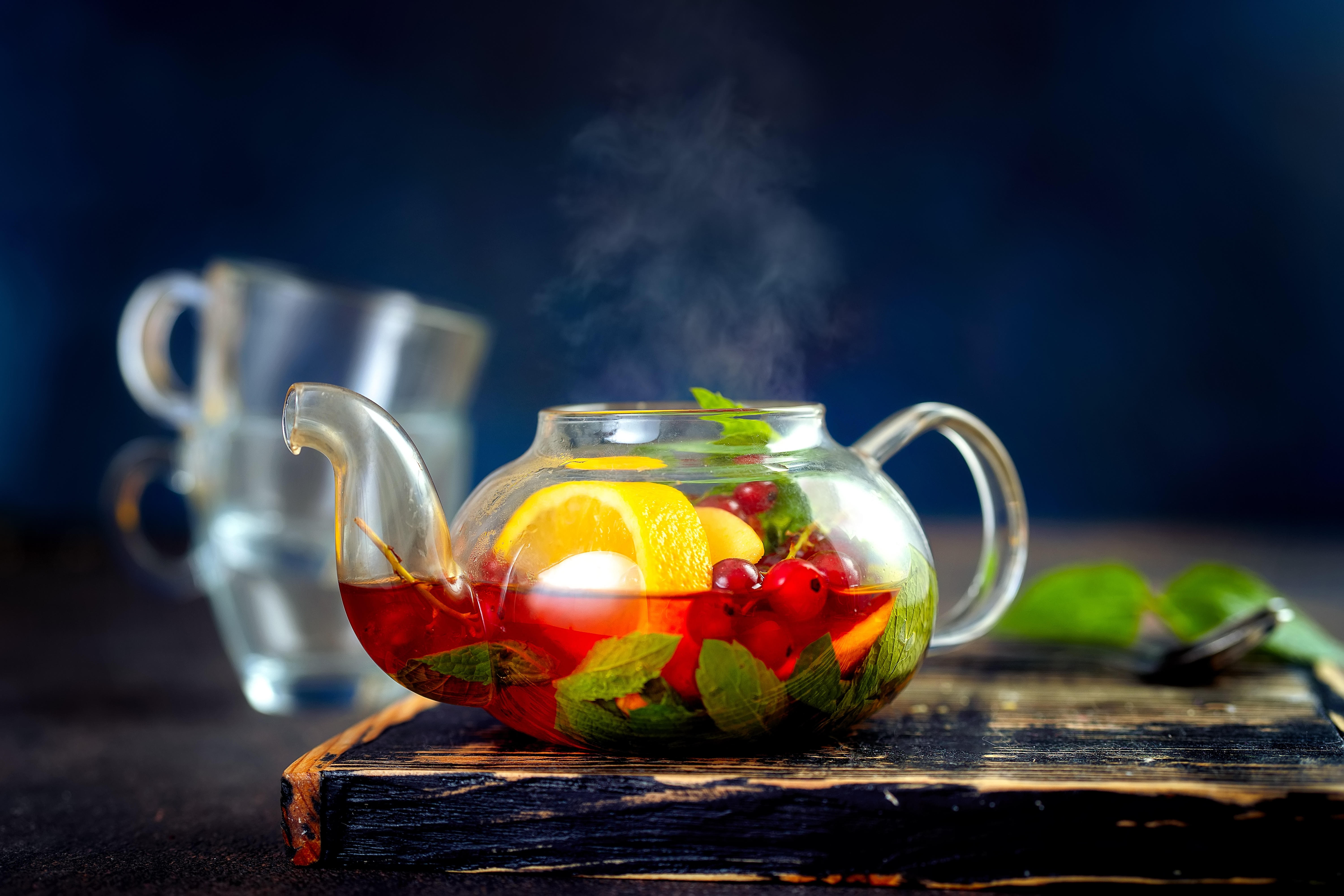 food, tea, fruit, kettle, lemon, teapot