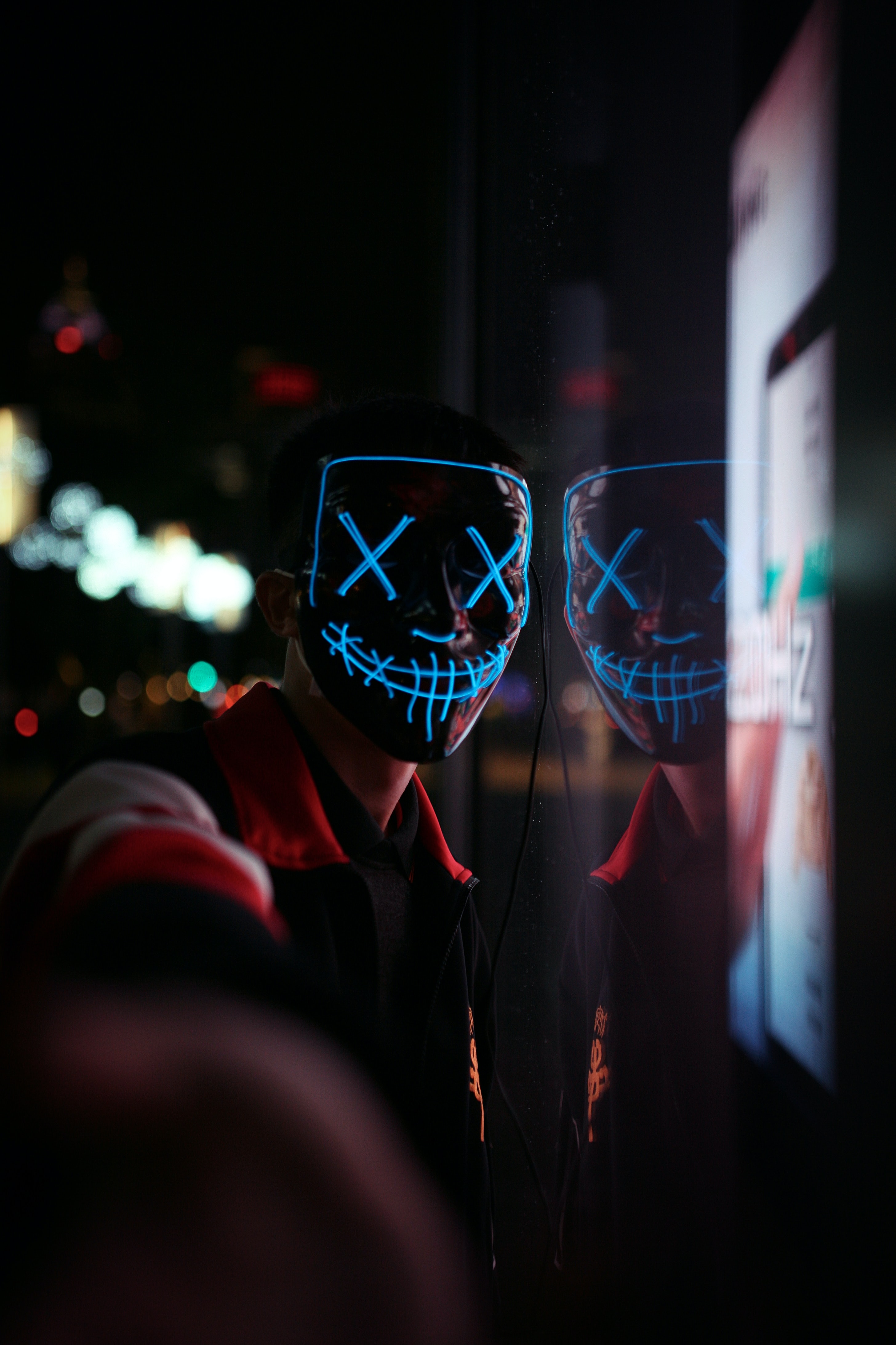 anonymous, neon, reflection, miscellanea, miscellaneous, mask for android