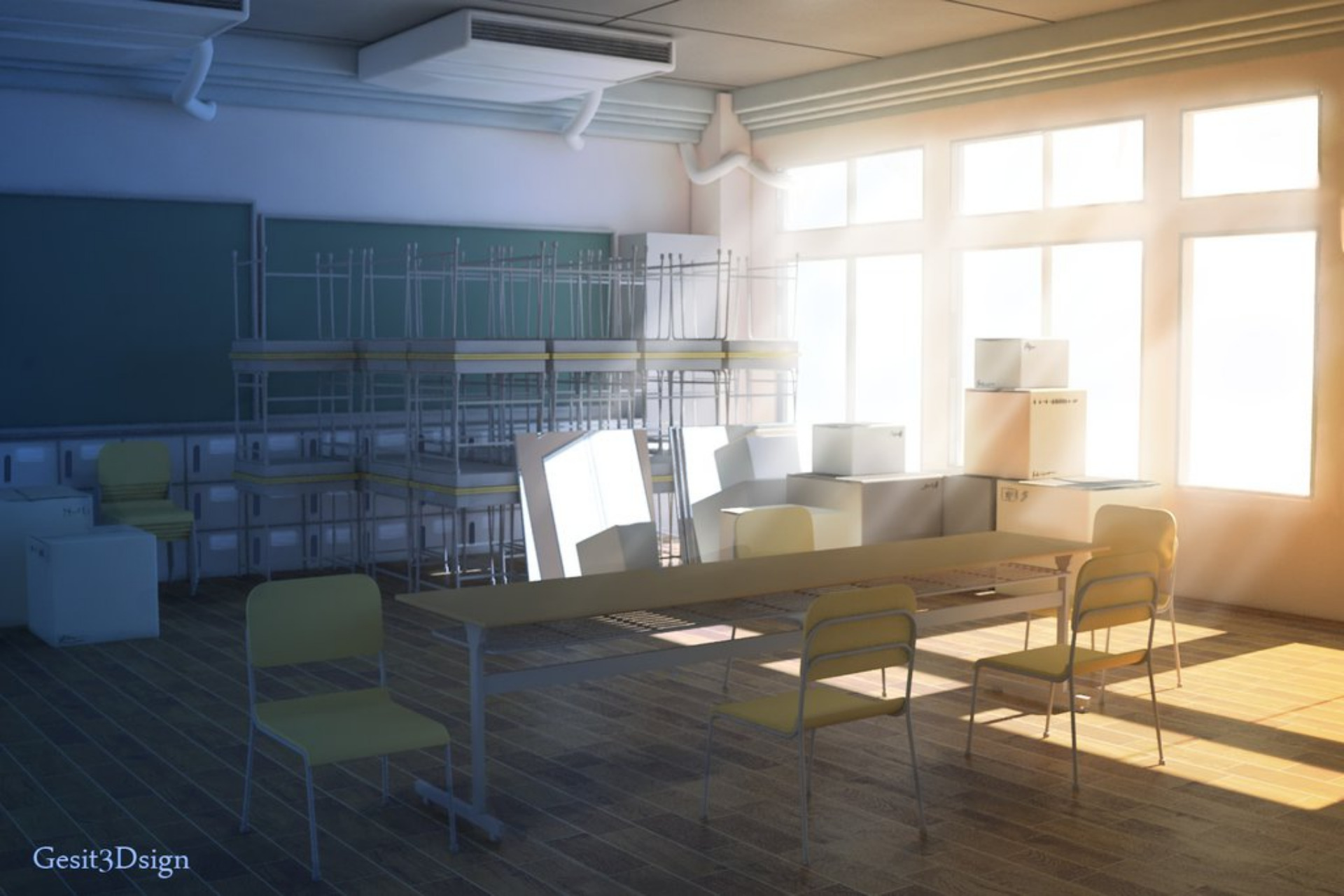 Download Empty Anime Classroom Wallpaper