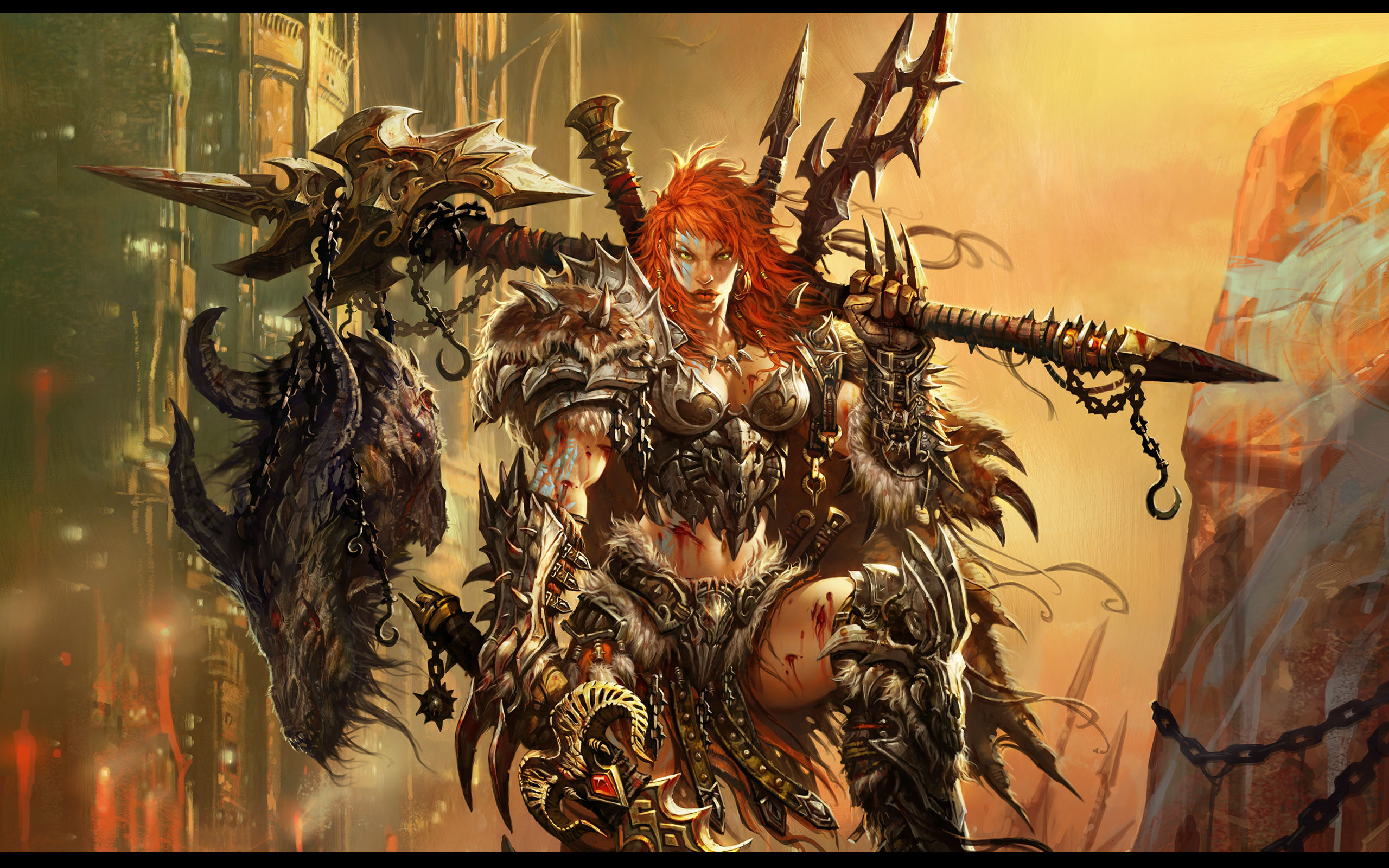 diablo, video game, diablo iii, barbarian (diablo iii), fantasy, woman warrior