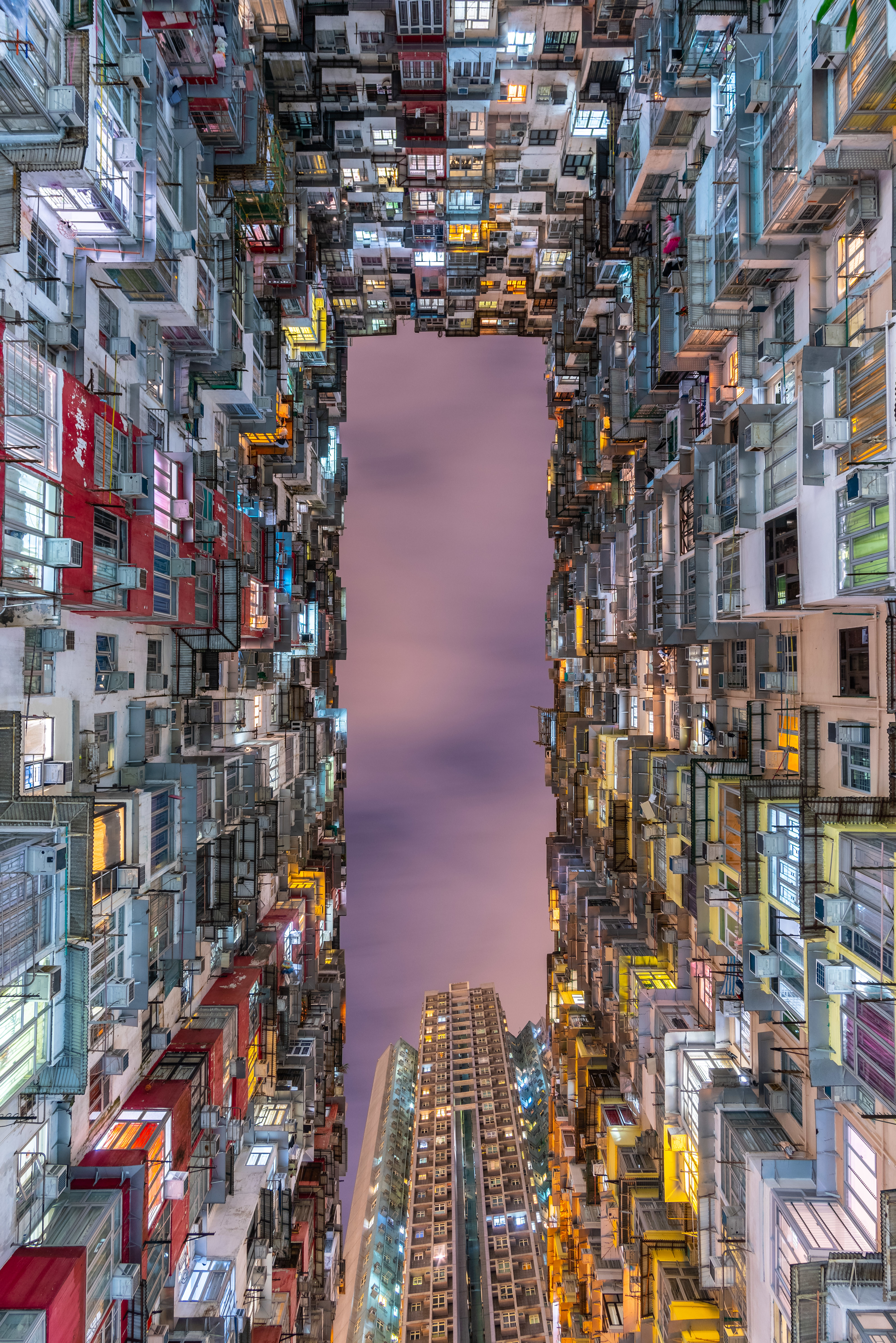 Mobile wallpaper sky, balcony, cities, building, bottom view