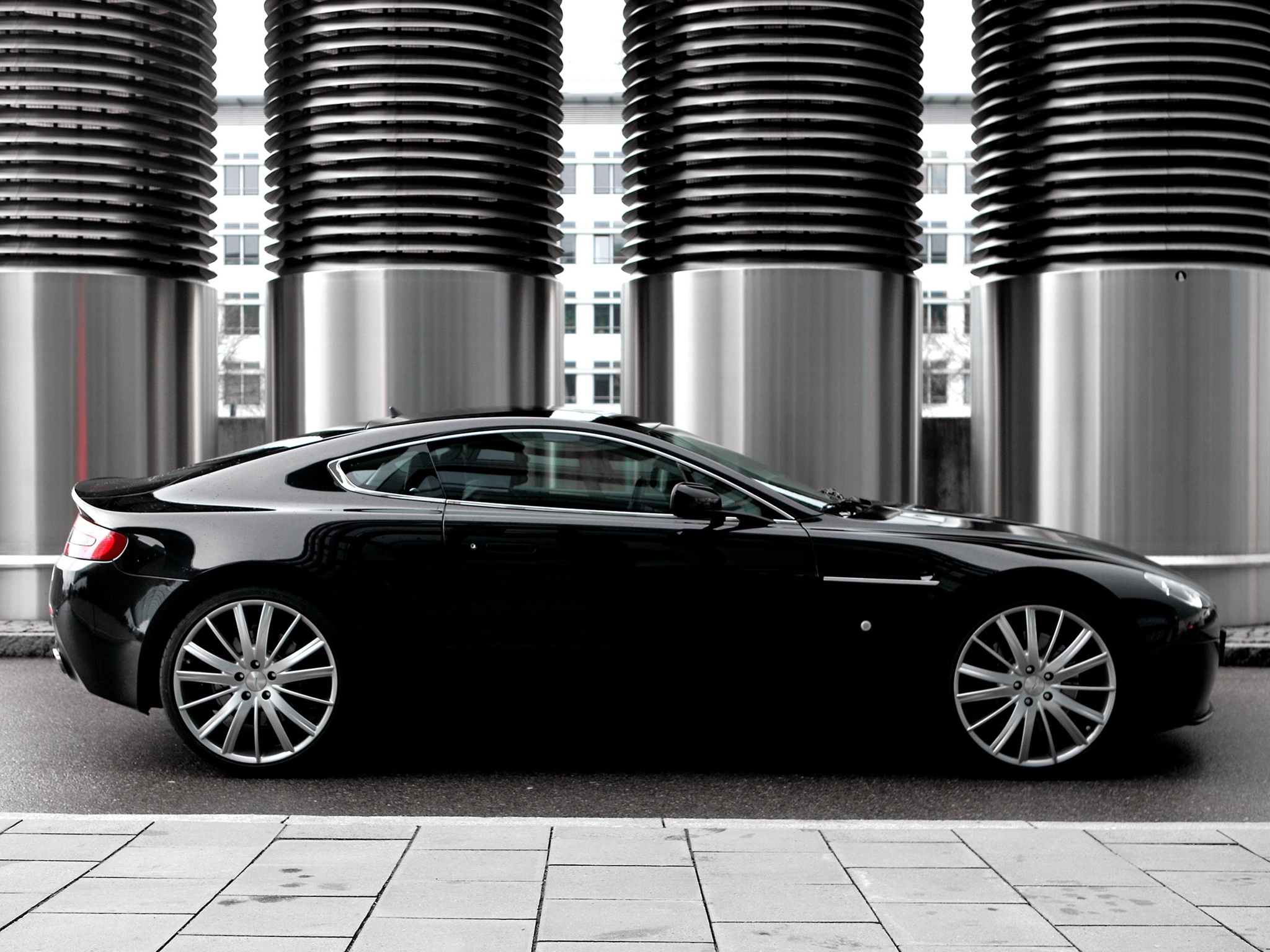 aston martin, cars, black, side view, style, 2007, v8, vantage phone background