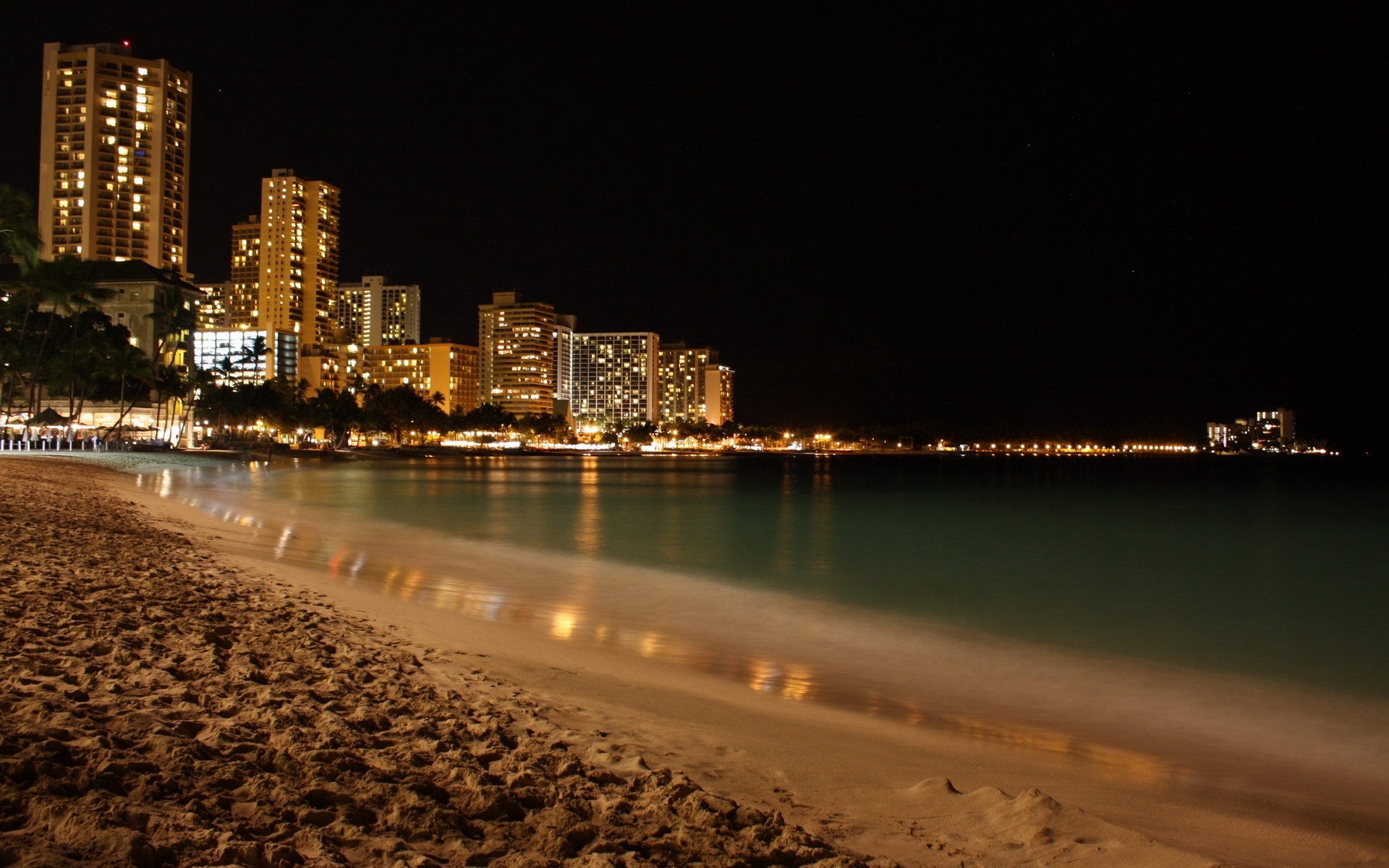 Download mobile wallpaper Landscape, Night, Beach for free.