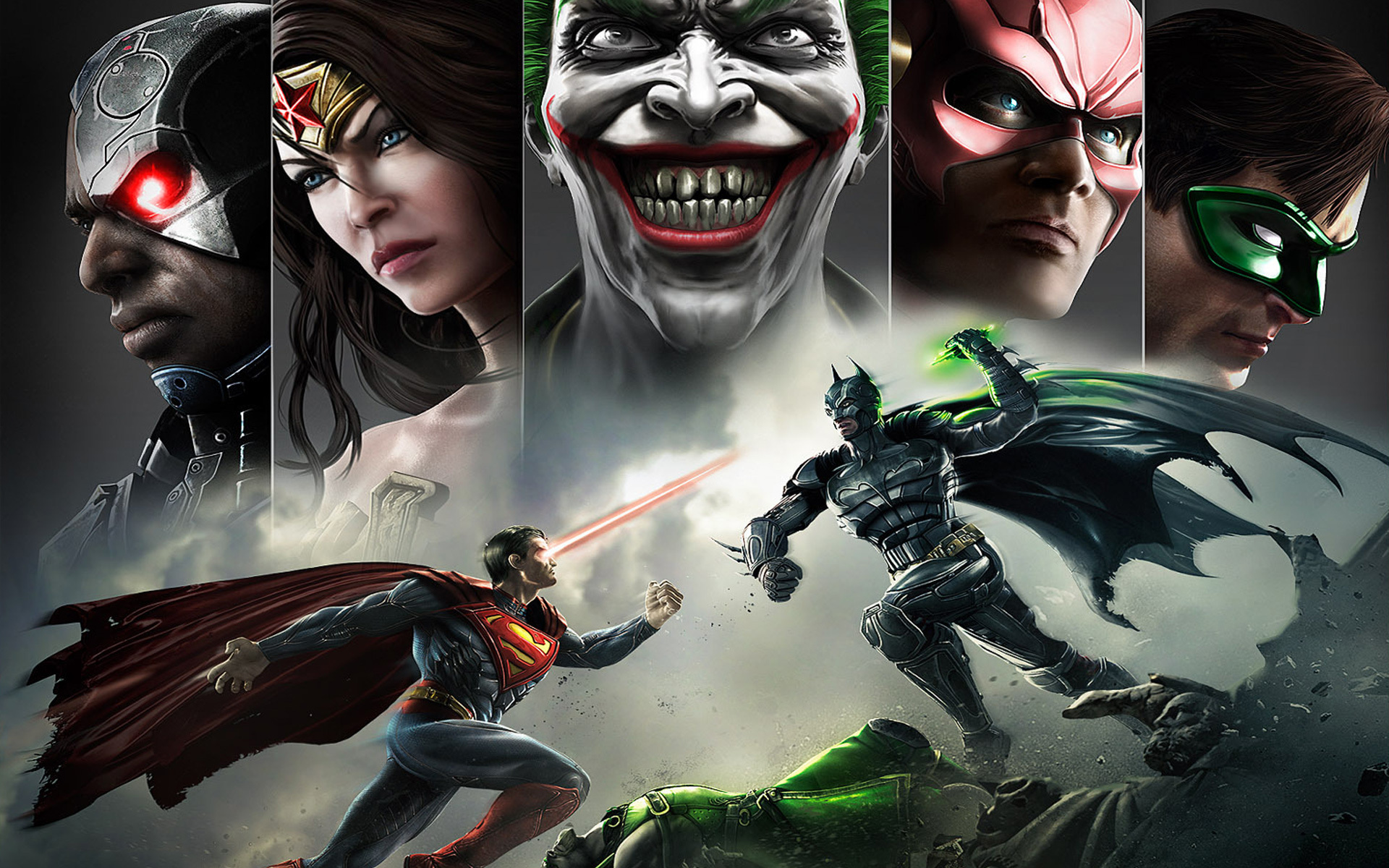 diana prince, video game, injustice: gods among us, barry allen, batman, cyborg (dc comics), flash, green lantern, hal jordan, joker, superman, wonder woman, injustice 32K