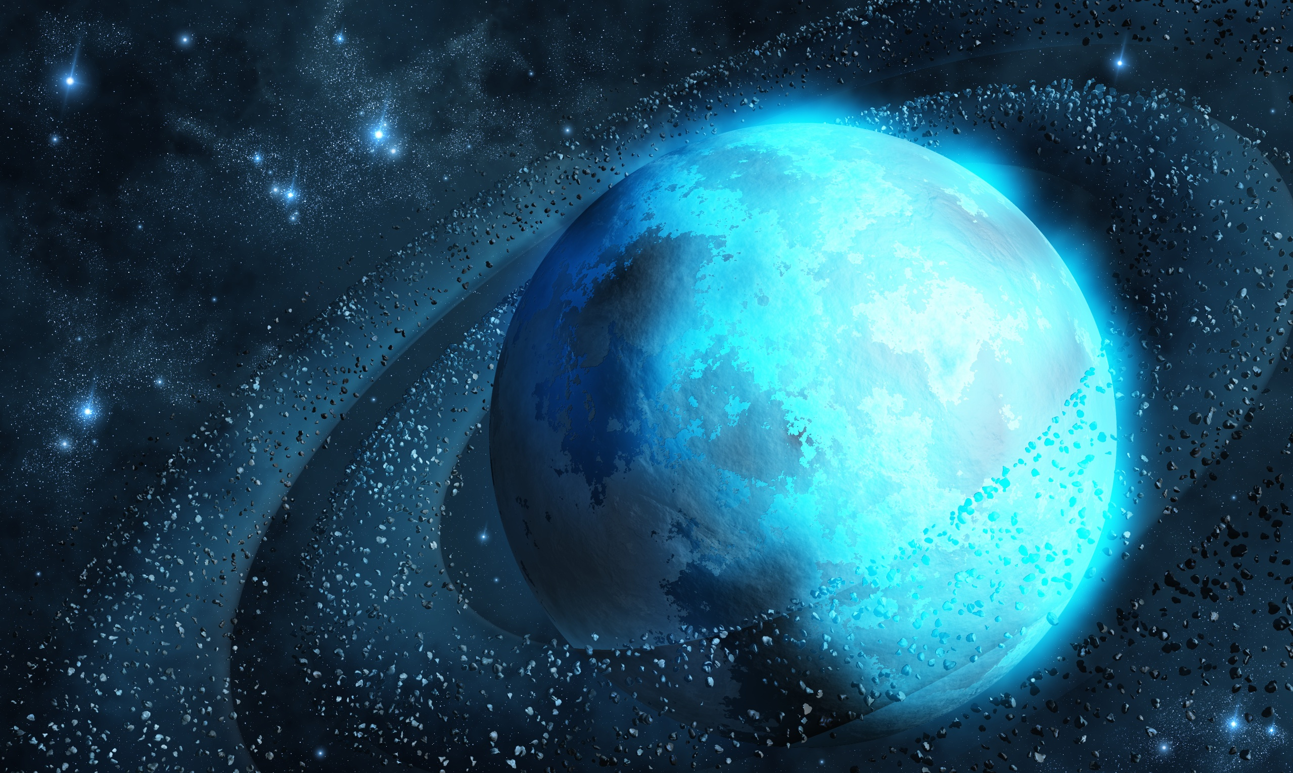 169951 Hintergrundbild herunterladen science fiction, planetenring, blau, planet, ring - Bildschirmschoner und Bilder kostenlos