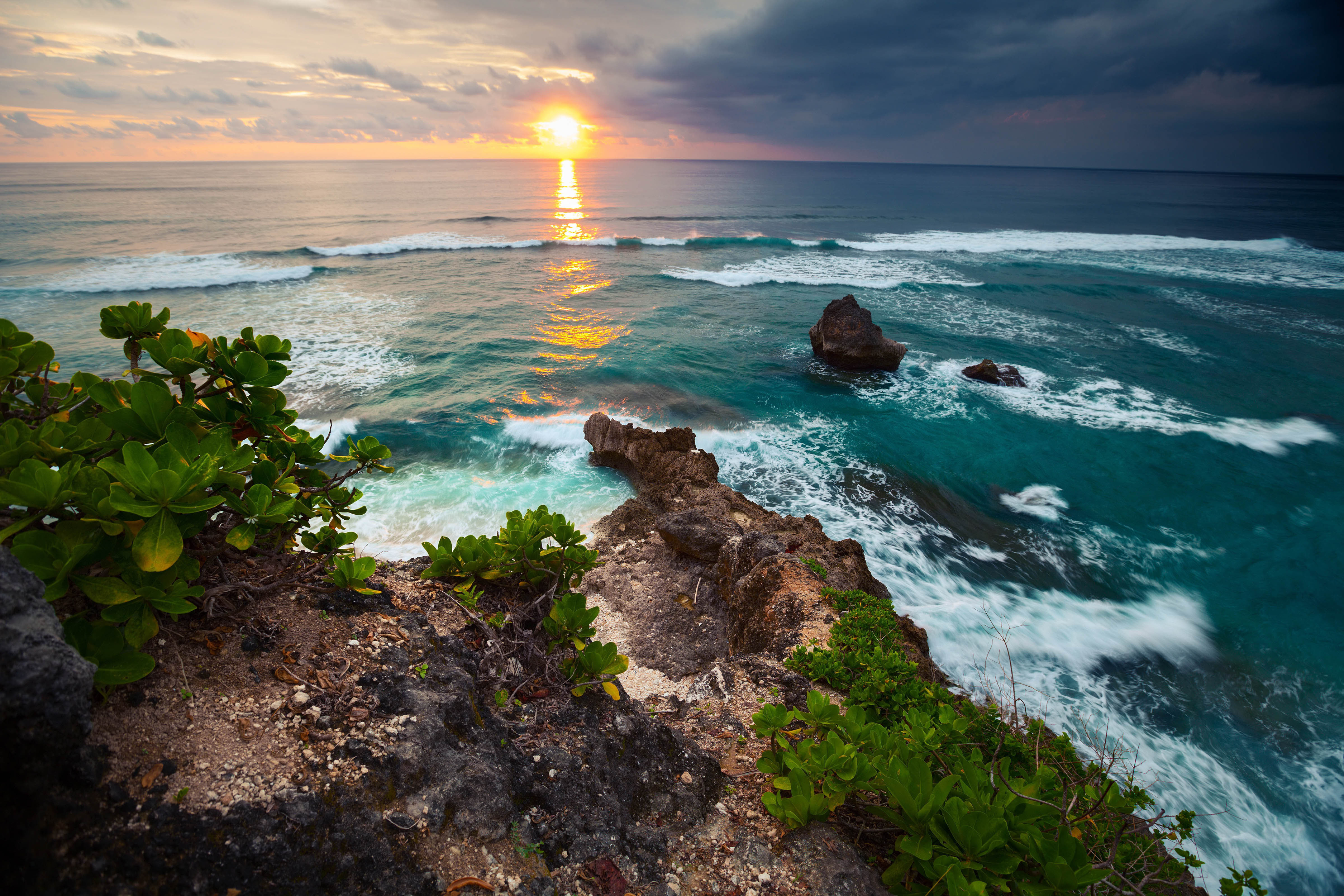 coastline, indonesia, sea, sunset, earth, ocean, horizon