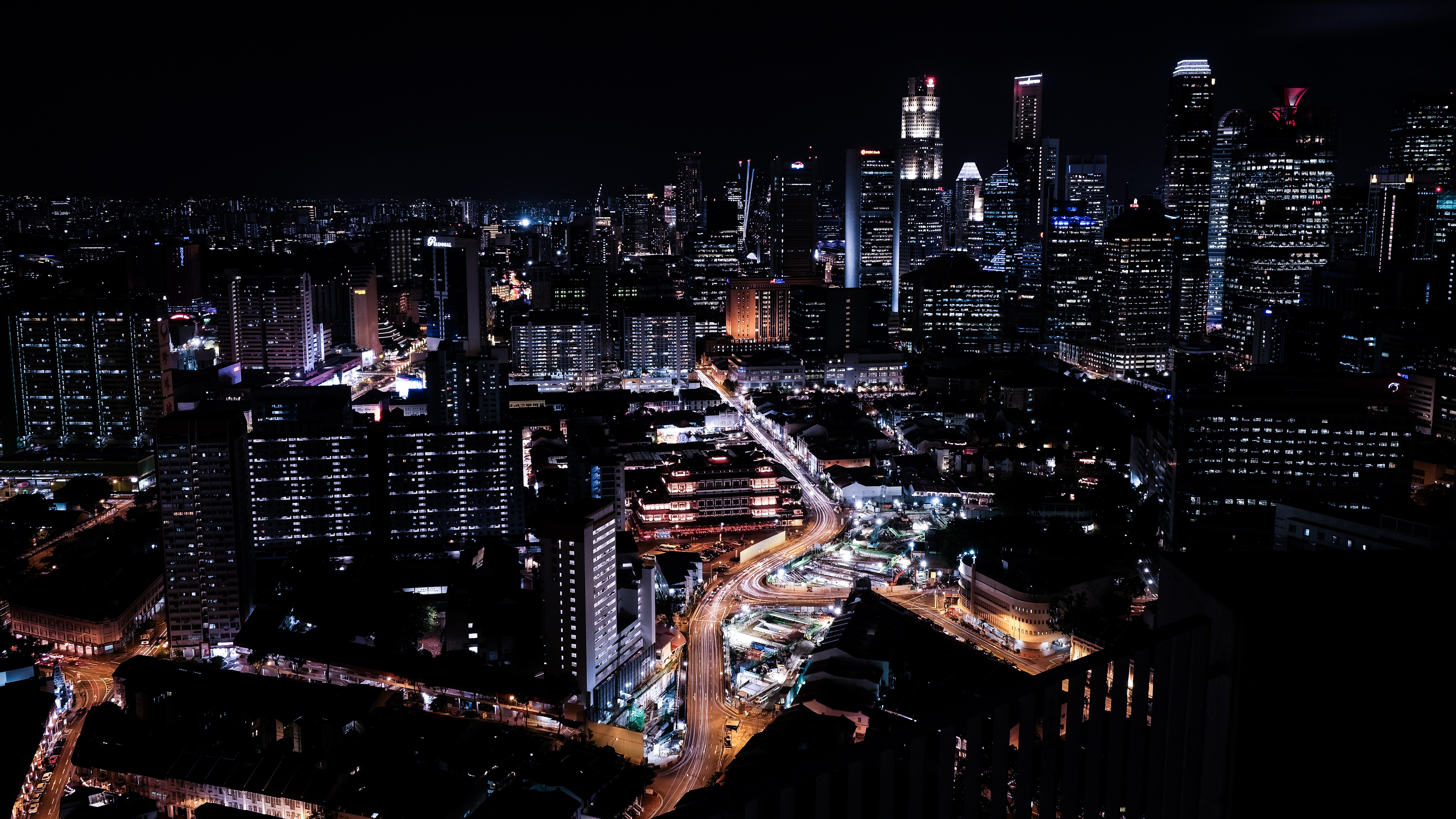122339 завантажити шпалери міста, ніч, нічне місто, хмарочоси, сінгапур, сінґапур - заставки і картинки безкоштовно