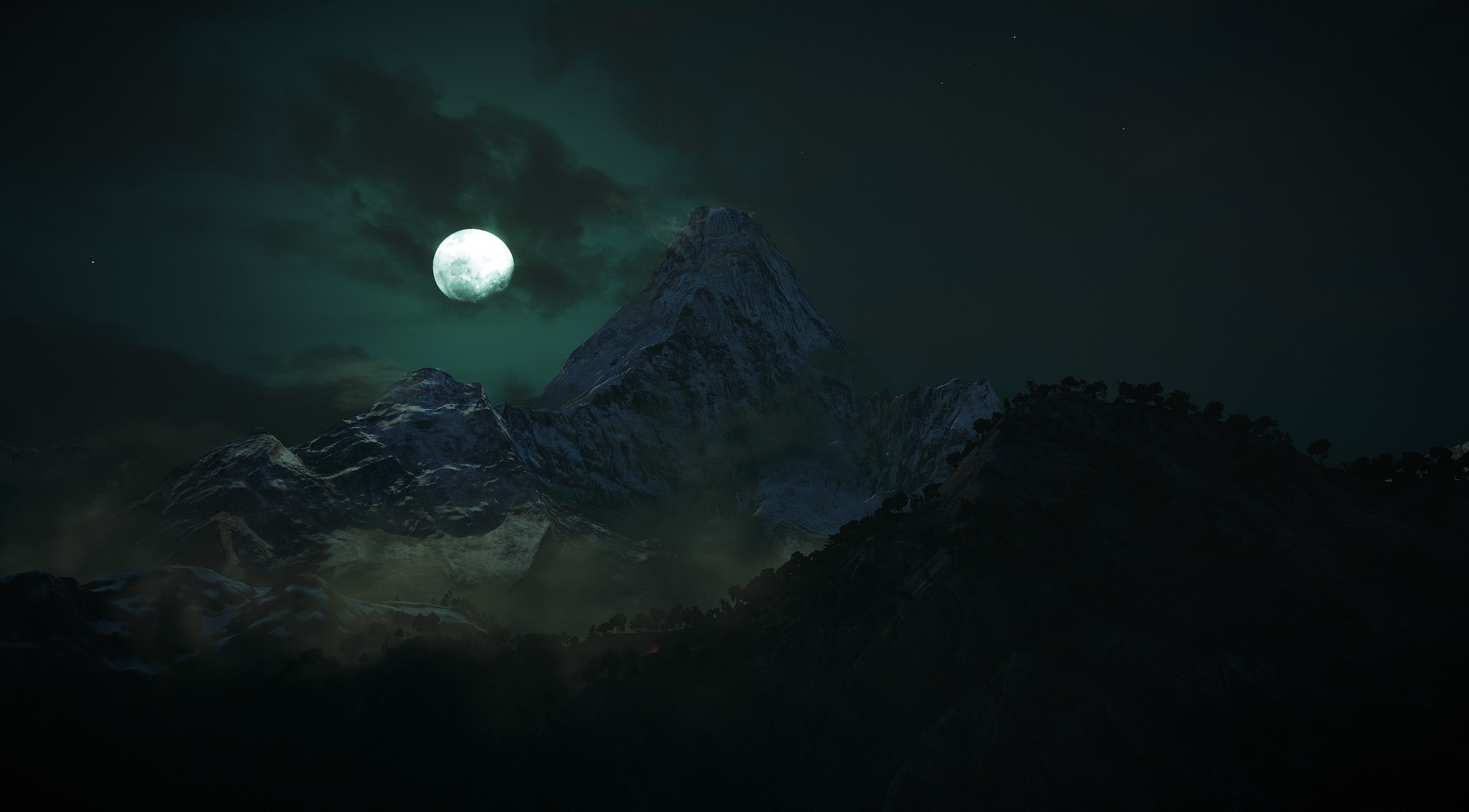 Ночь Луна горы