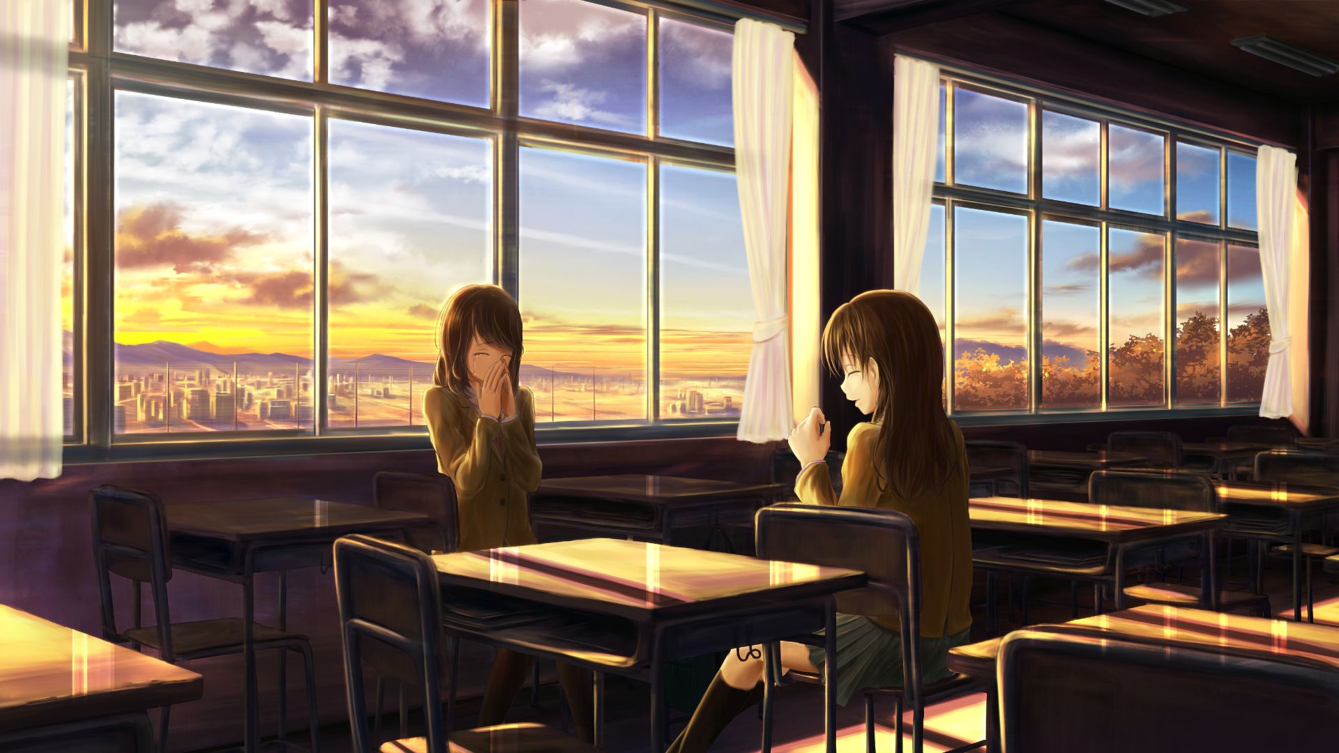 Anime, Original, Chair, Classroom, HD wallpaper