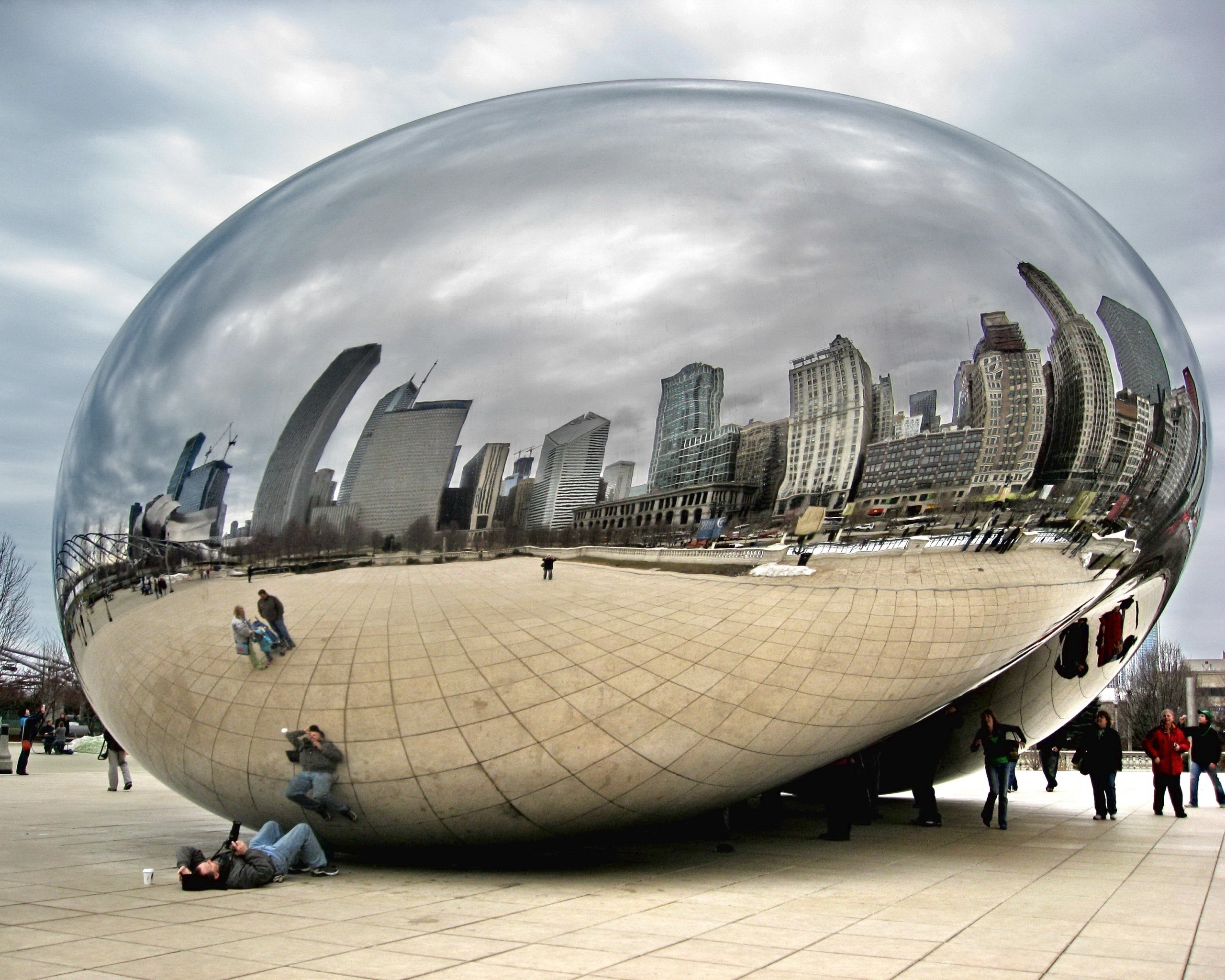 cities, people, city, reflection, chicago, mirror, tourists Smartphone Background