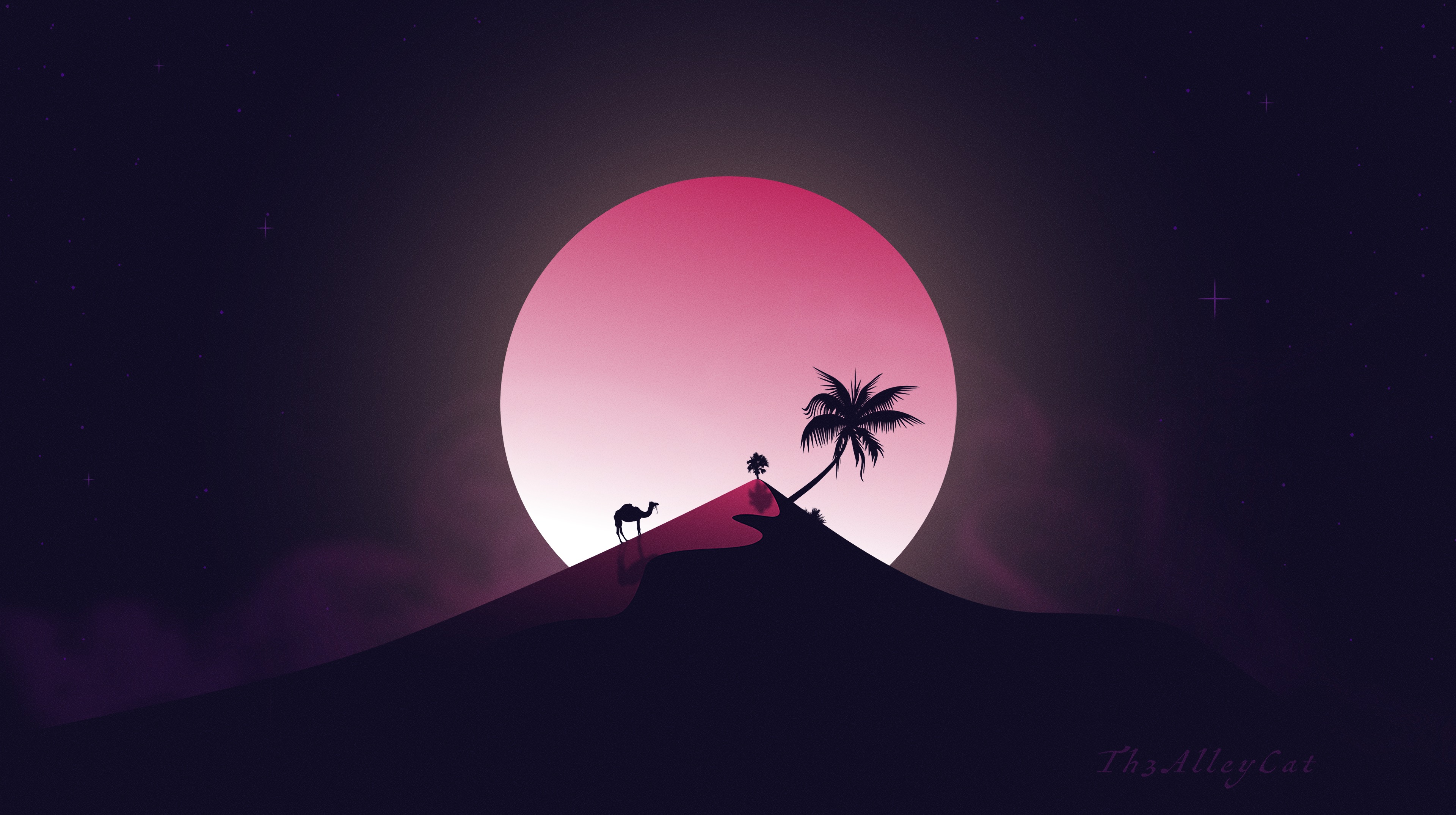 hill, palm, desert, art, moon, camel cellphone