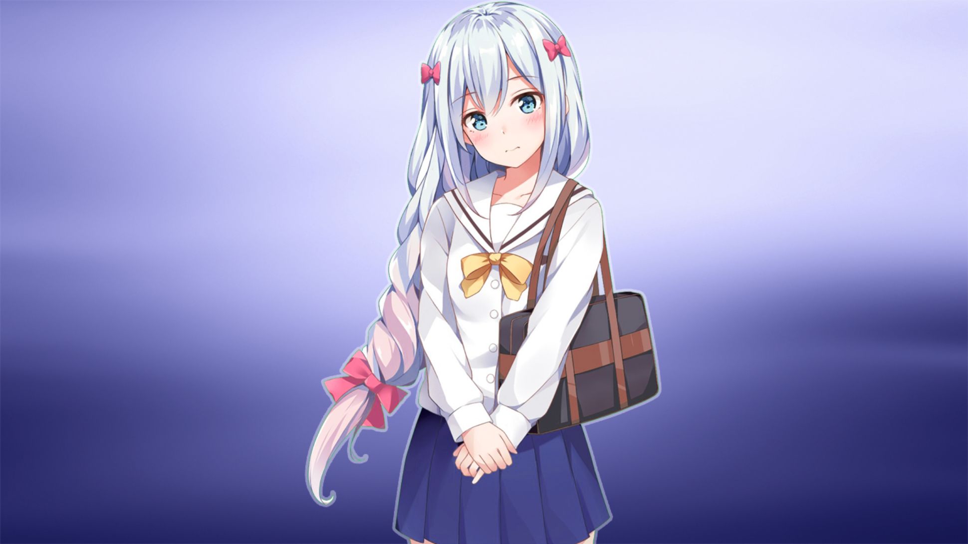 Free HD eromanga sensei, schoolgirl, anime, blue hair, long hair, sagiri izumi, school uniform, white hair