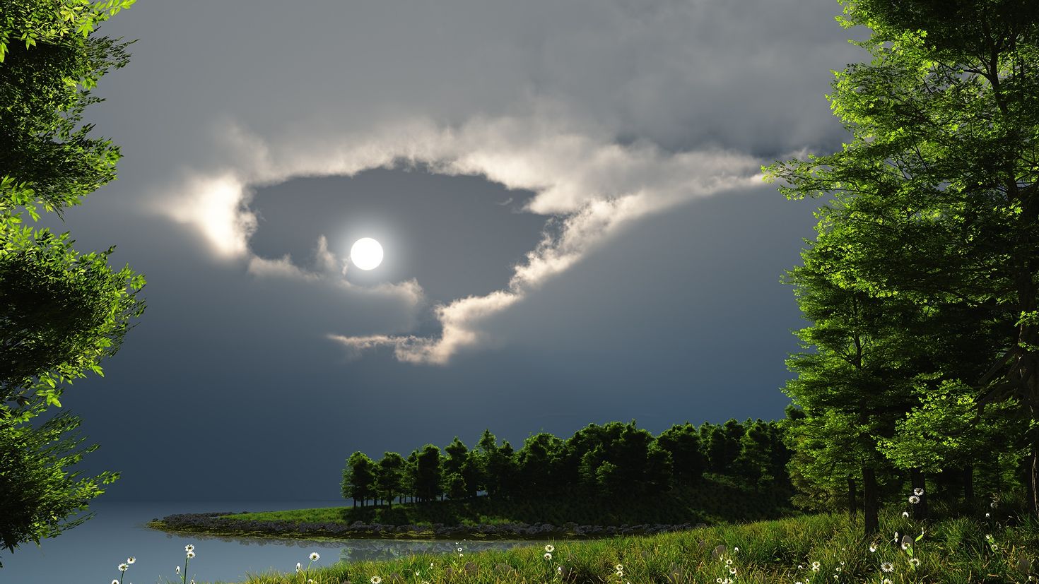 Звук летней ночи. Летняя ночь. Облака над озером. Лунная ночь. Природа Луны.