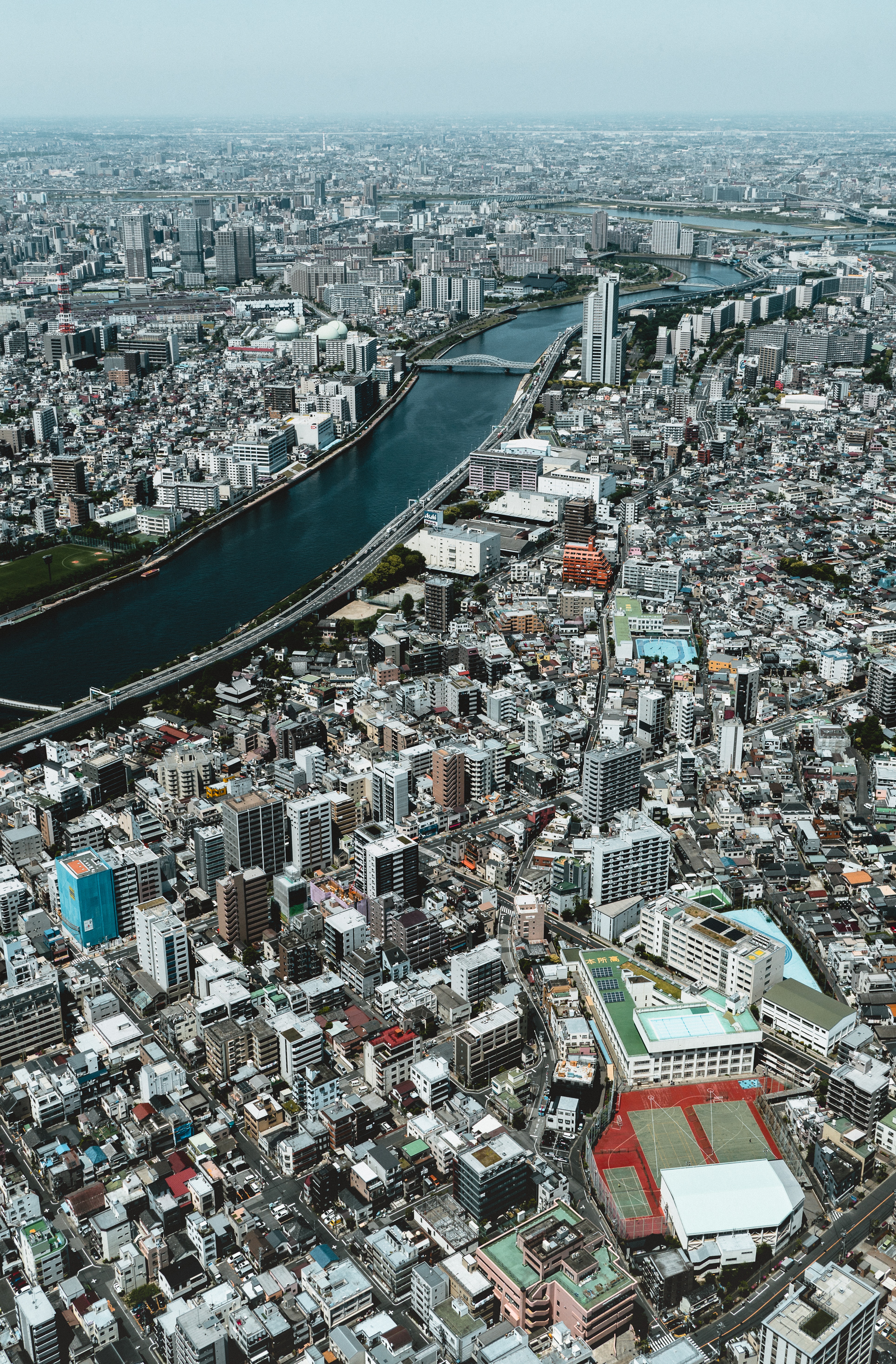 免费下载城市, 河, 建造, 建筑物, 从上面看, 顶视图, 城市景观手机壁纸。