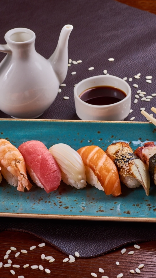 HD wallpaper sushi, food, seafood, fish, rice, sake, still life