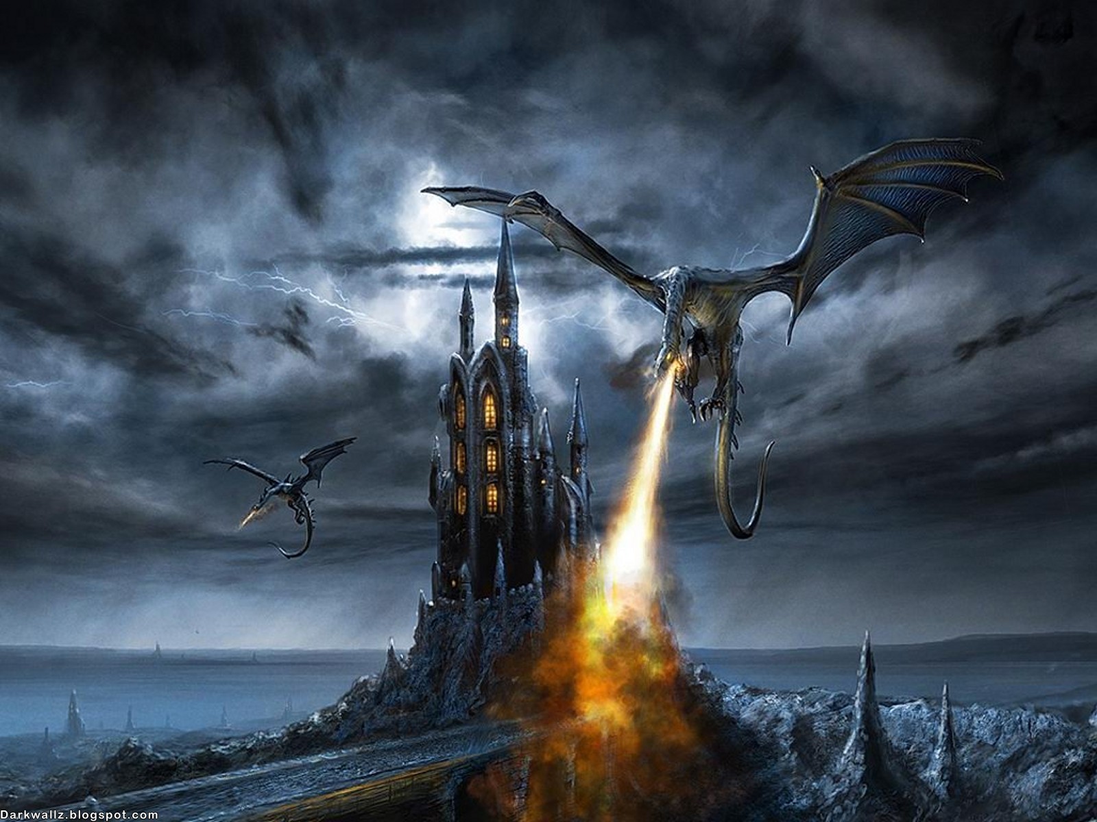 Free download wallpaper Fantasy, Fire, Dragon, Wyvern on your PC desktop