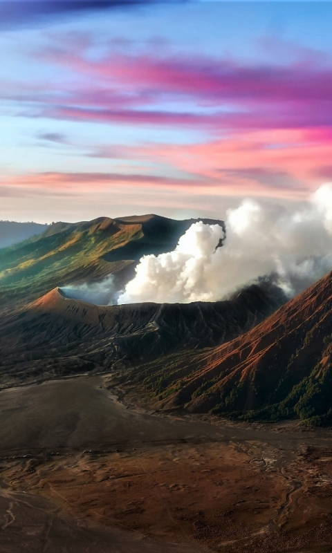 earth, volcano, smoke, sunset, crater, mountain, volcanoes