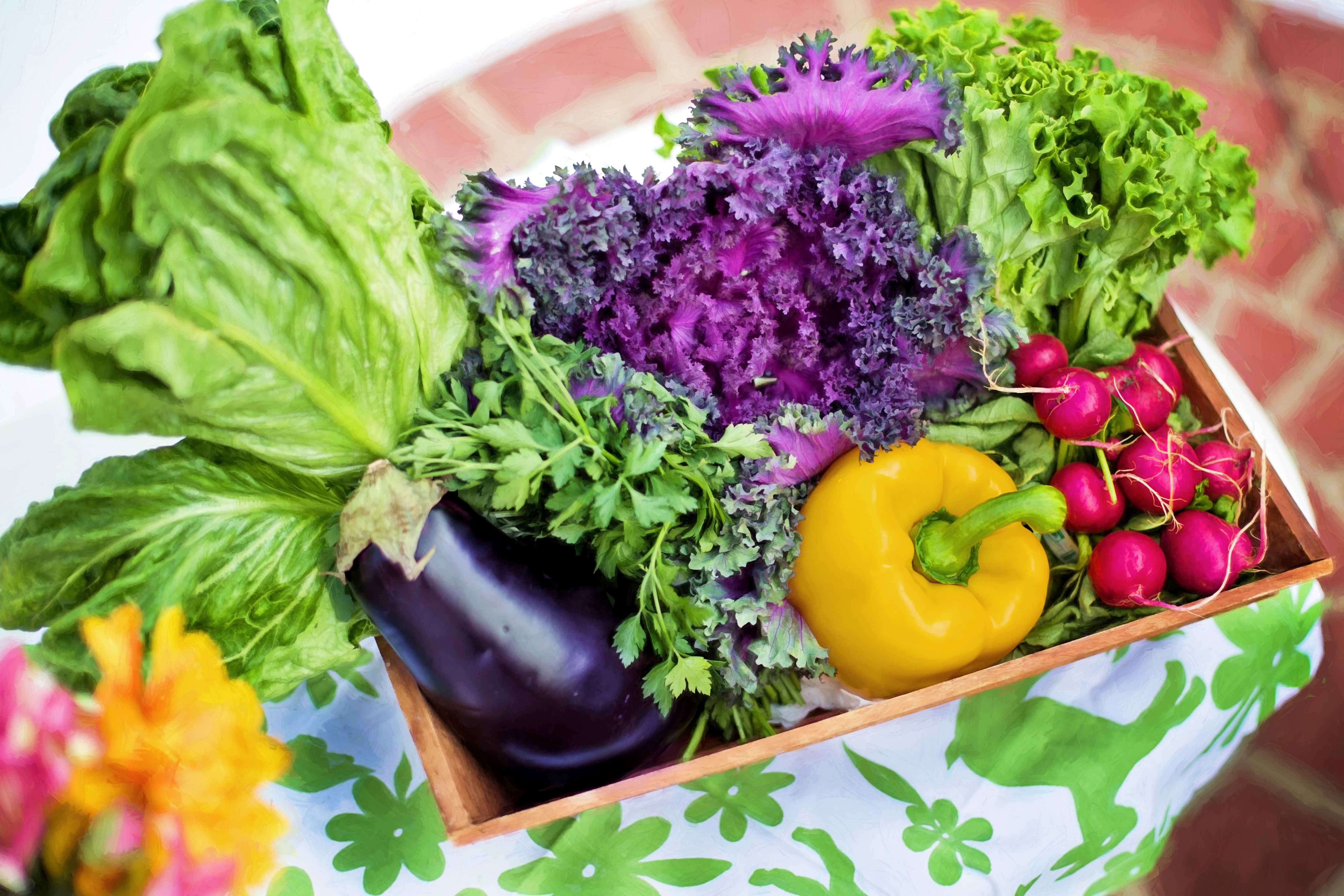 Laden Sie das Lebensmittel, Gemüse, Grüne, Grünen, Korb-Bild kostenlos auf Ihren PC-Desktop herunter
