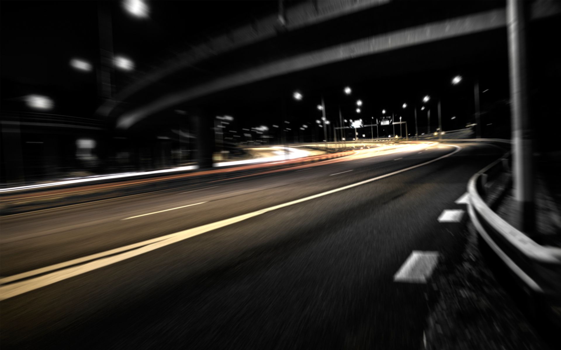 Download mobile wallpaper Movement, Traffic, Cities, Turn, Road, Night for free.