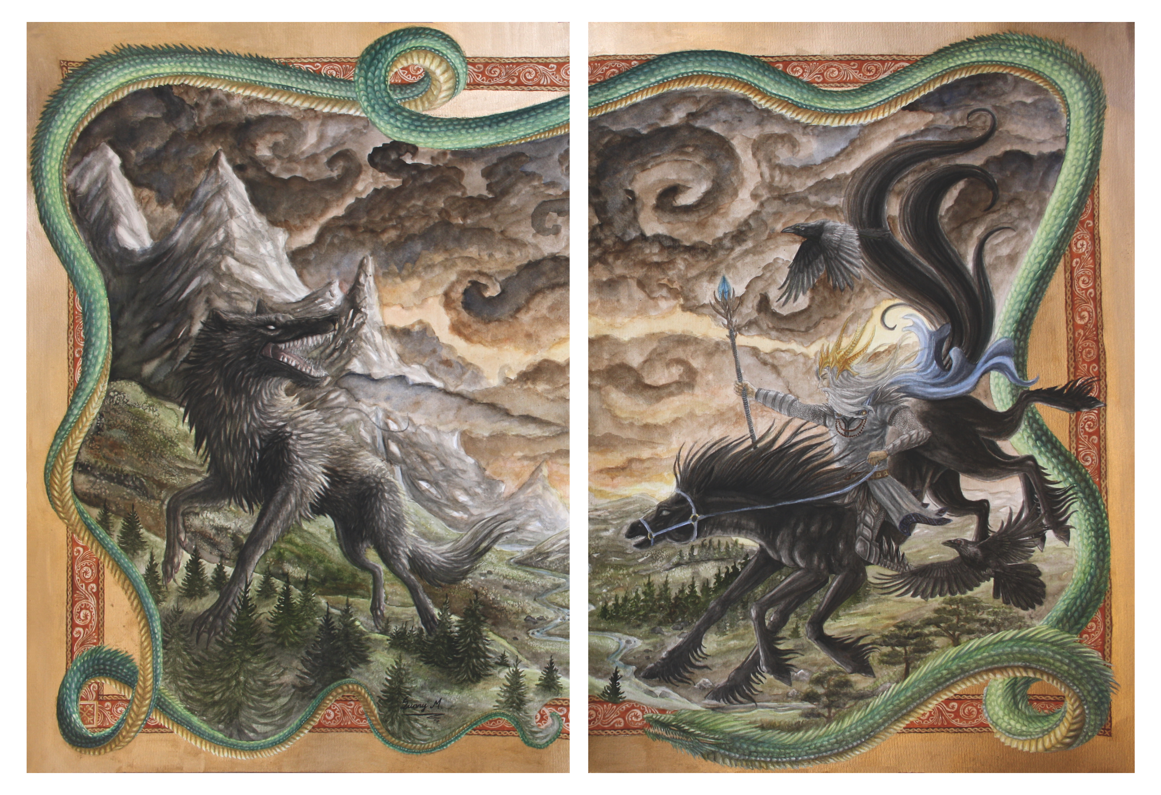 norse mythology, fantasy, gods, crow, dragon, loki (marvel comics), myth, odin, ragnarok (video game) cell phone wallpapers