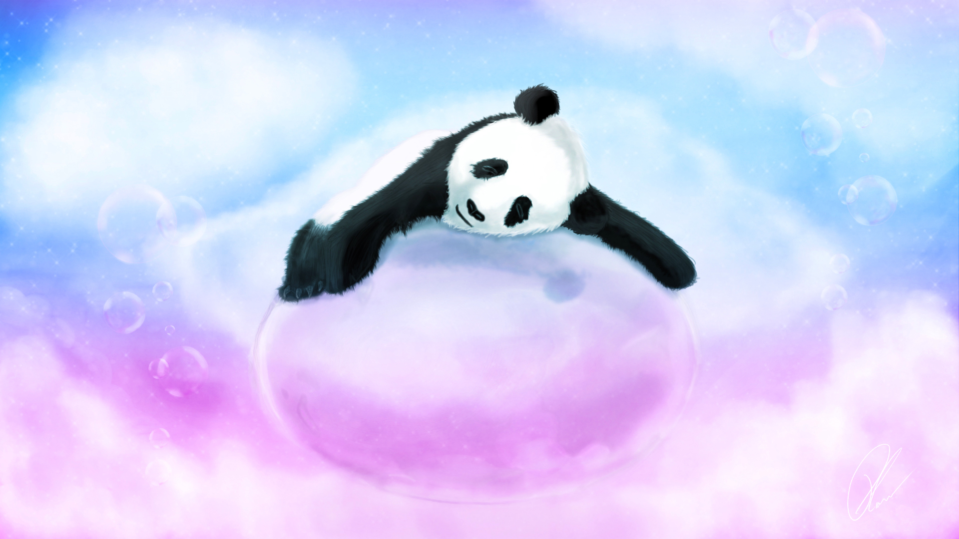 Панда в розовом мире