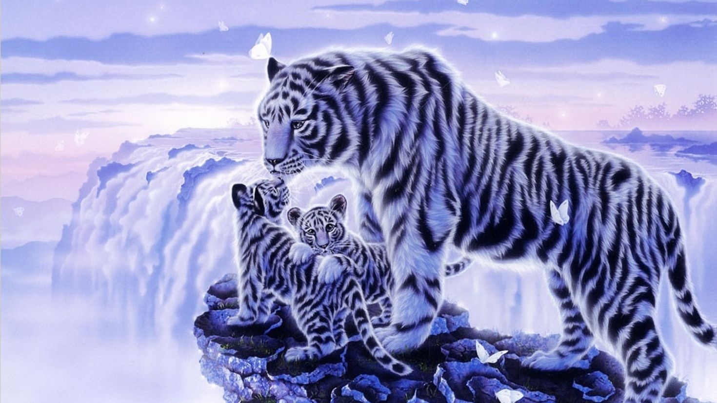 Алмазная вышивка белый тигр диамонд