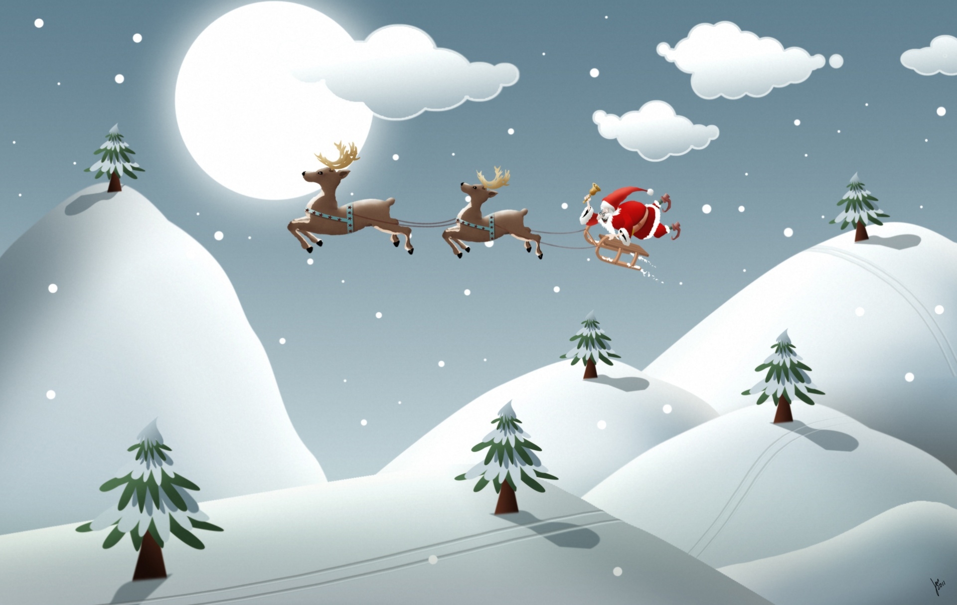 holiday, christmas, reindeer, santa download HD wallpaper