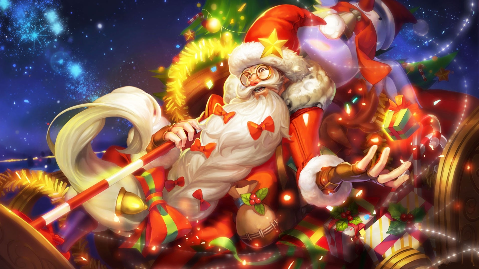 Красивый арт Санта. Дед Мороз Король. Santa обои для игр.
