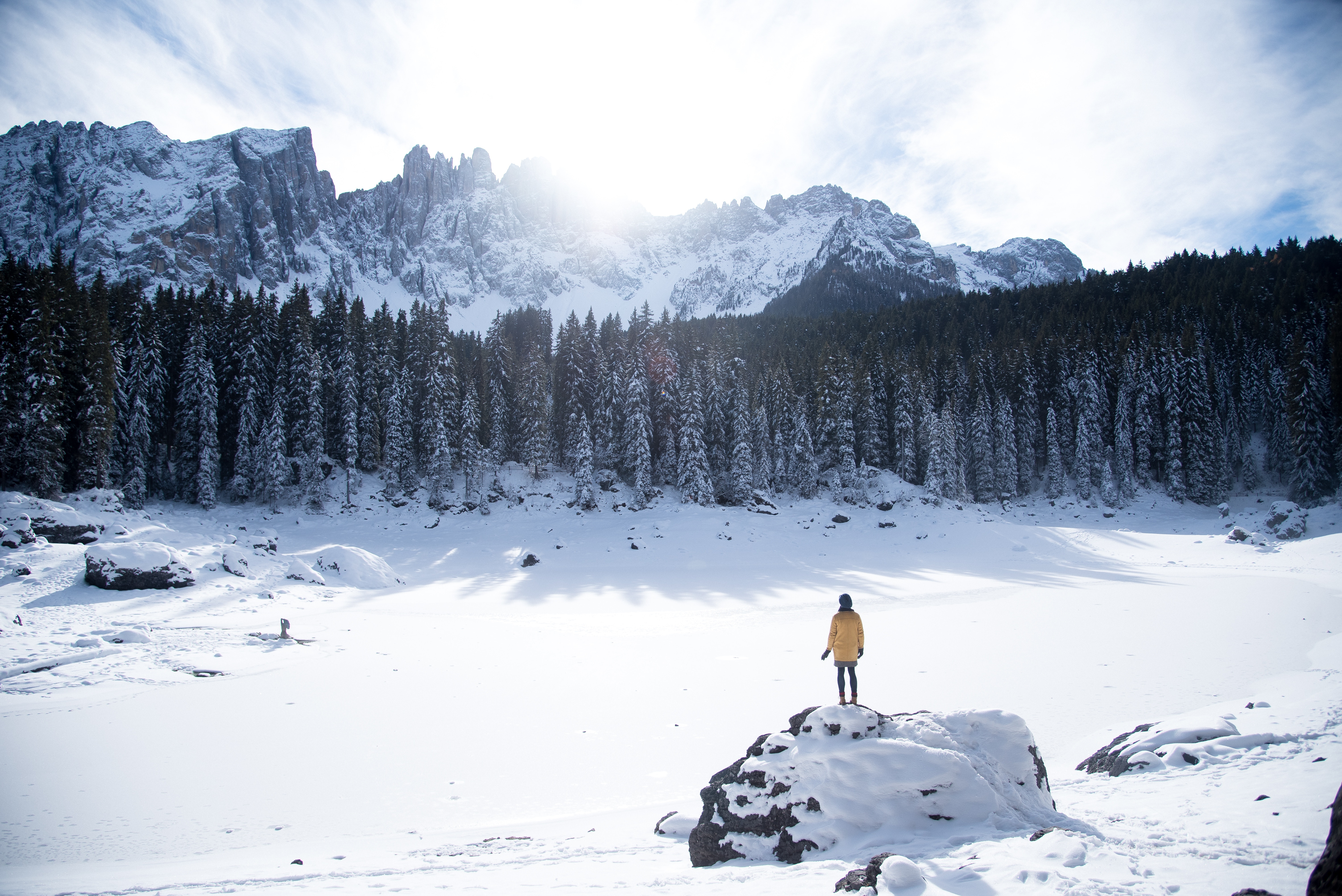 journey, winter, nature, mountains, human, person Full HD