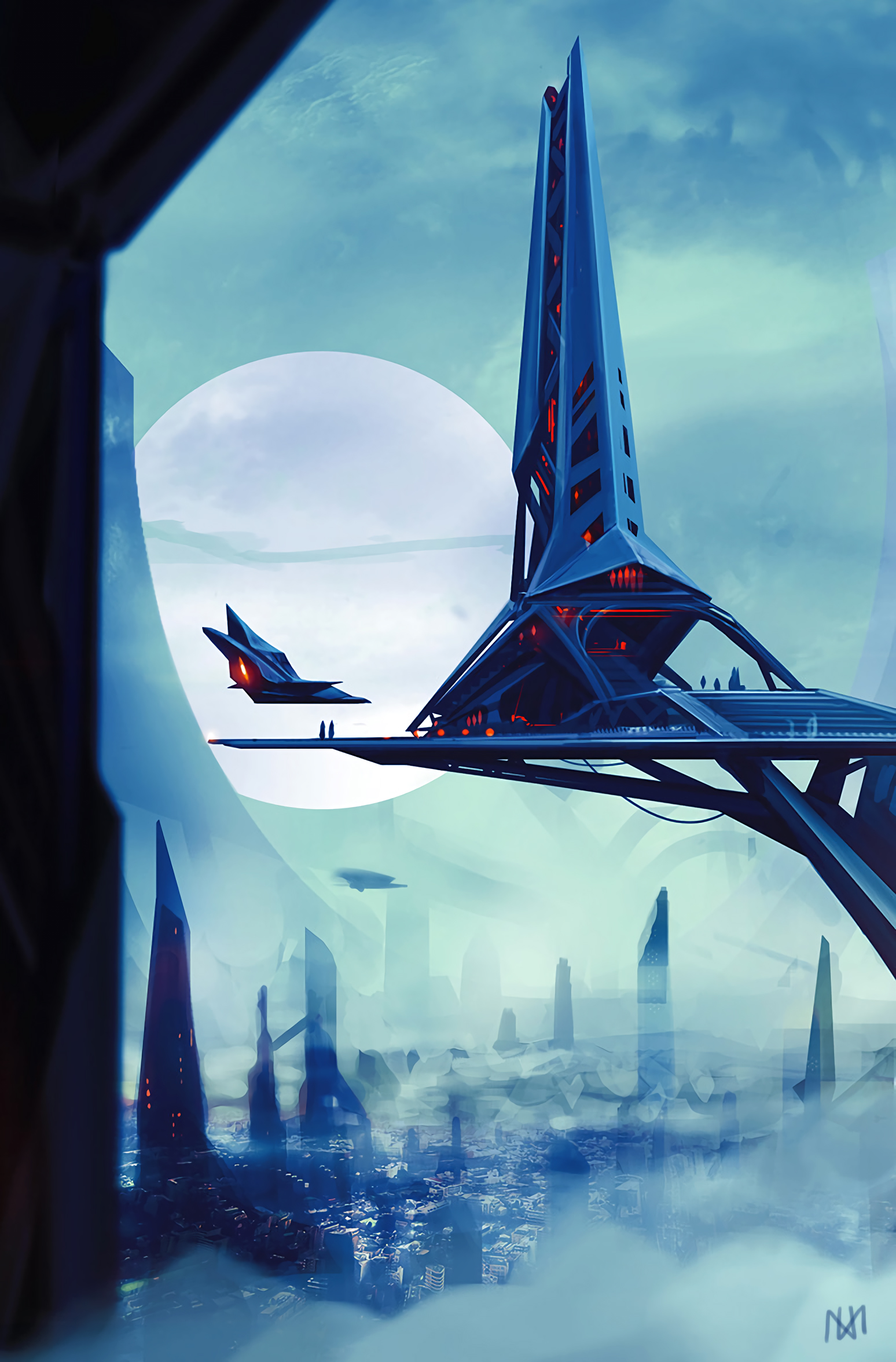 Download mobile wallpaper Sci Fi, City, Space Station, Art, Future for free.