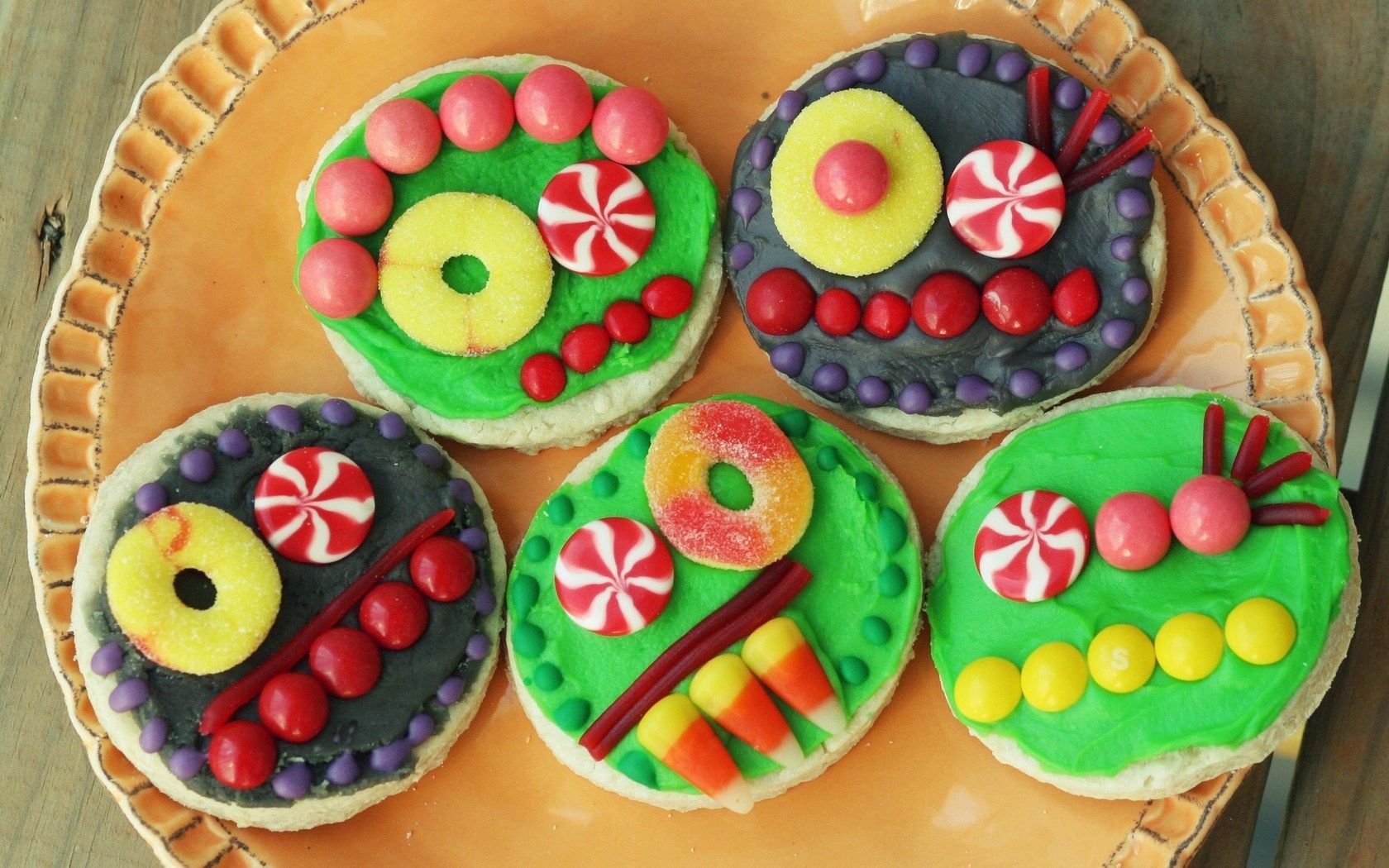 multicolored, food, cookies, colorful, bakery products, baking, faces, original