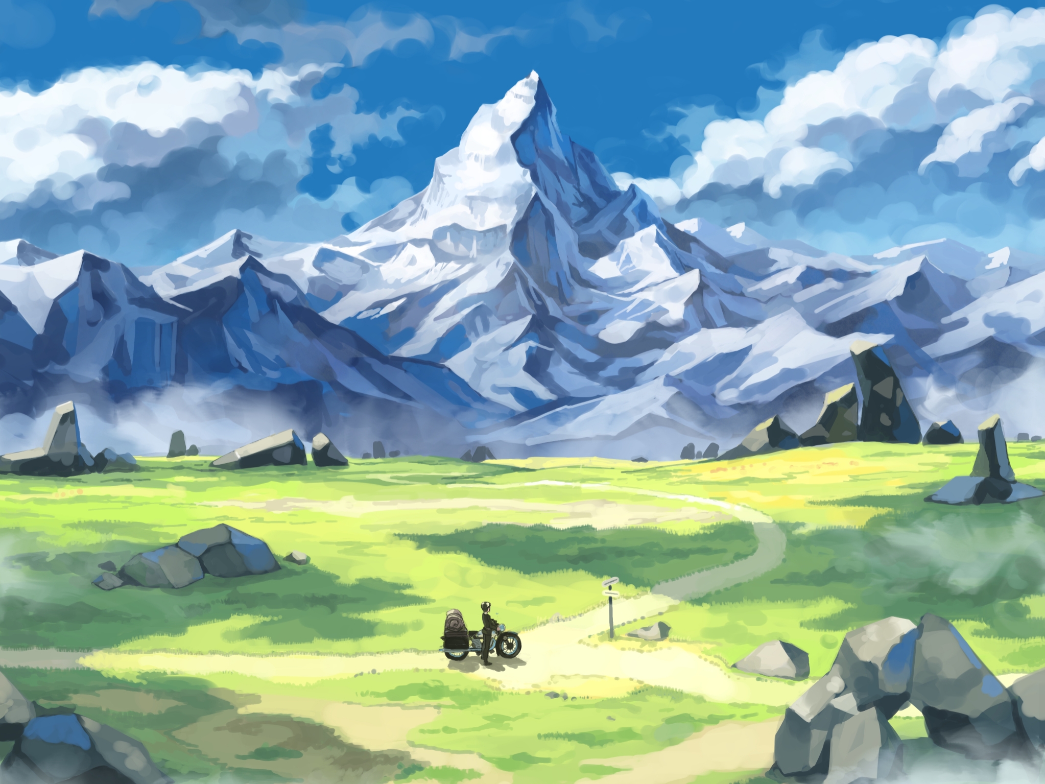 HD desktop wallpaper Anime Landscape Sky Mountain Lake Cloud download  free picture 1007864