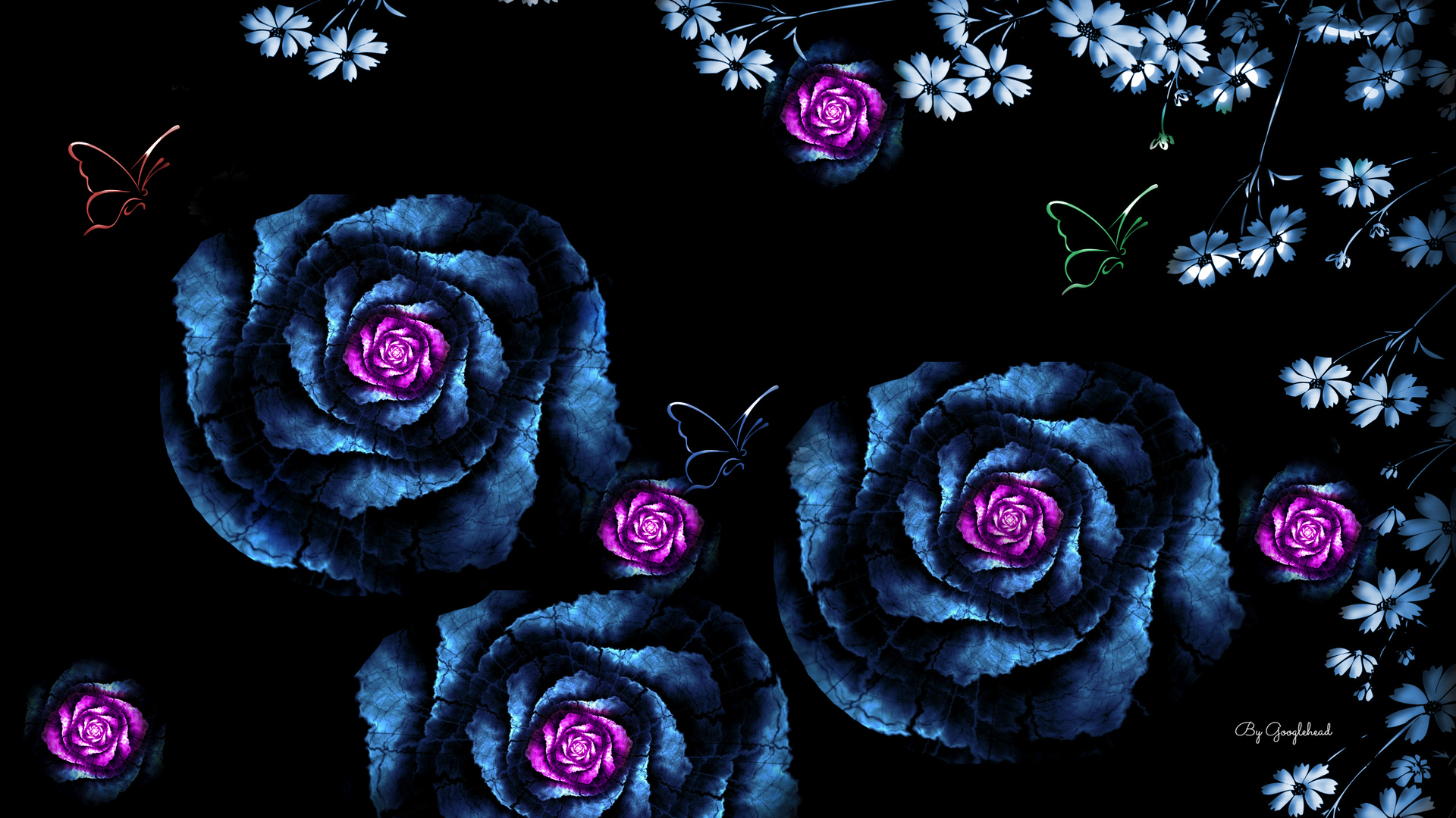 Descarga gratuita de fondo de pantalla para móvil de Rosa, Mariposa, Artístico, Flor Purpura.