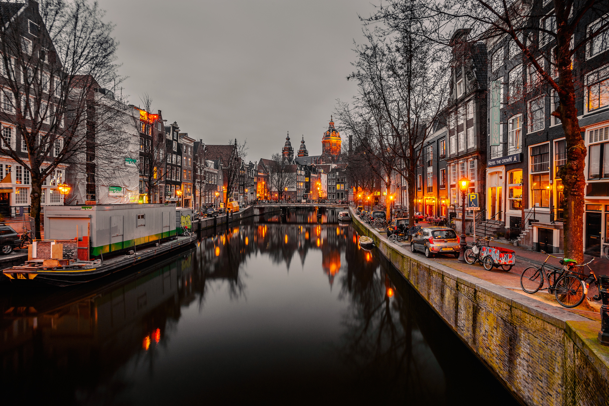netherlands, amsterdam, man made, canal, city, dusk, house, cities