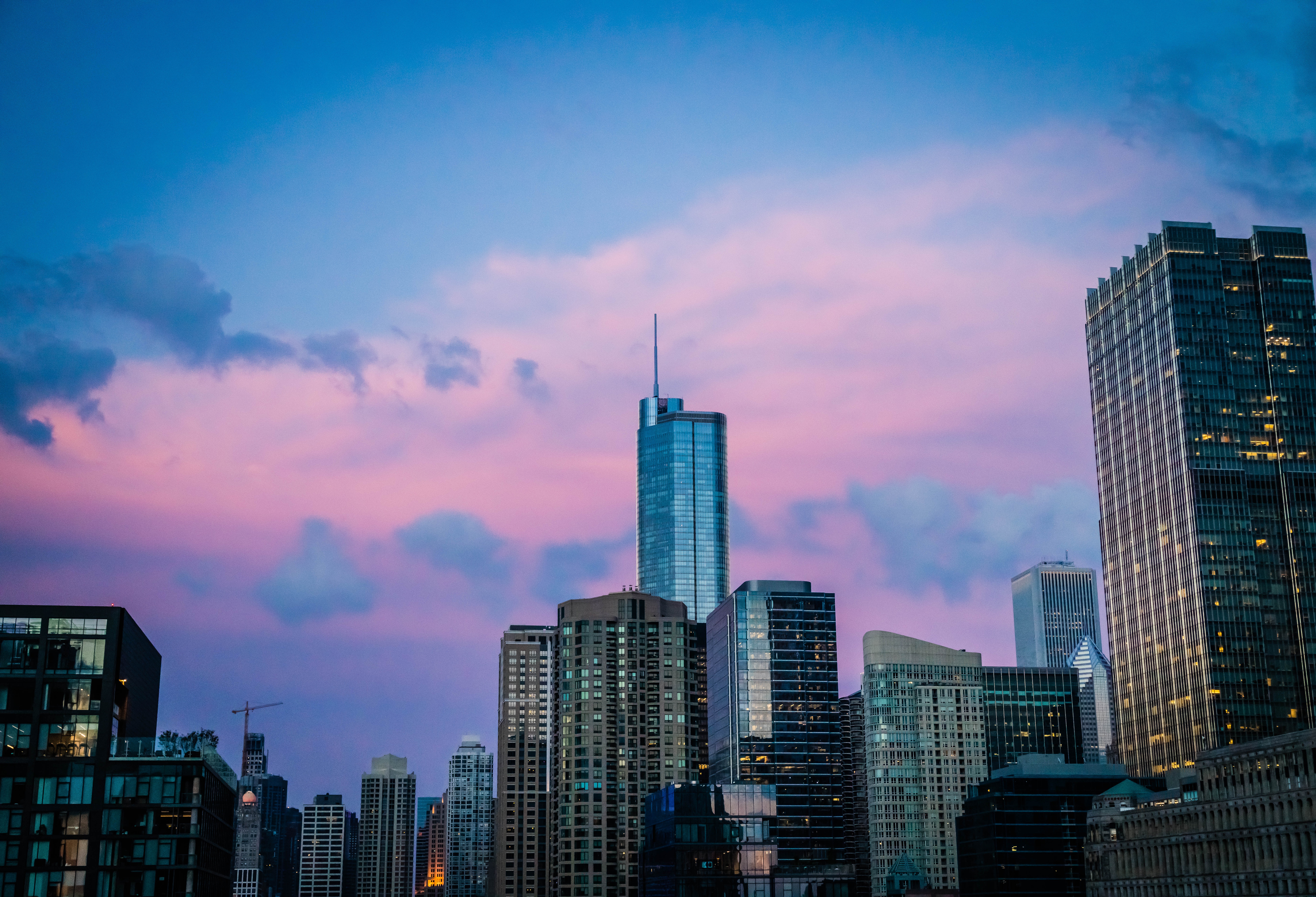 city, cities, sunset, architecture, usa, skyscraper, united states, chicago desktop HD wallpaper