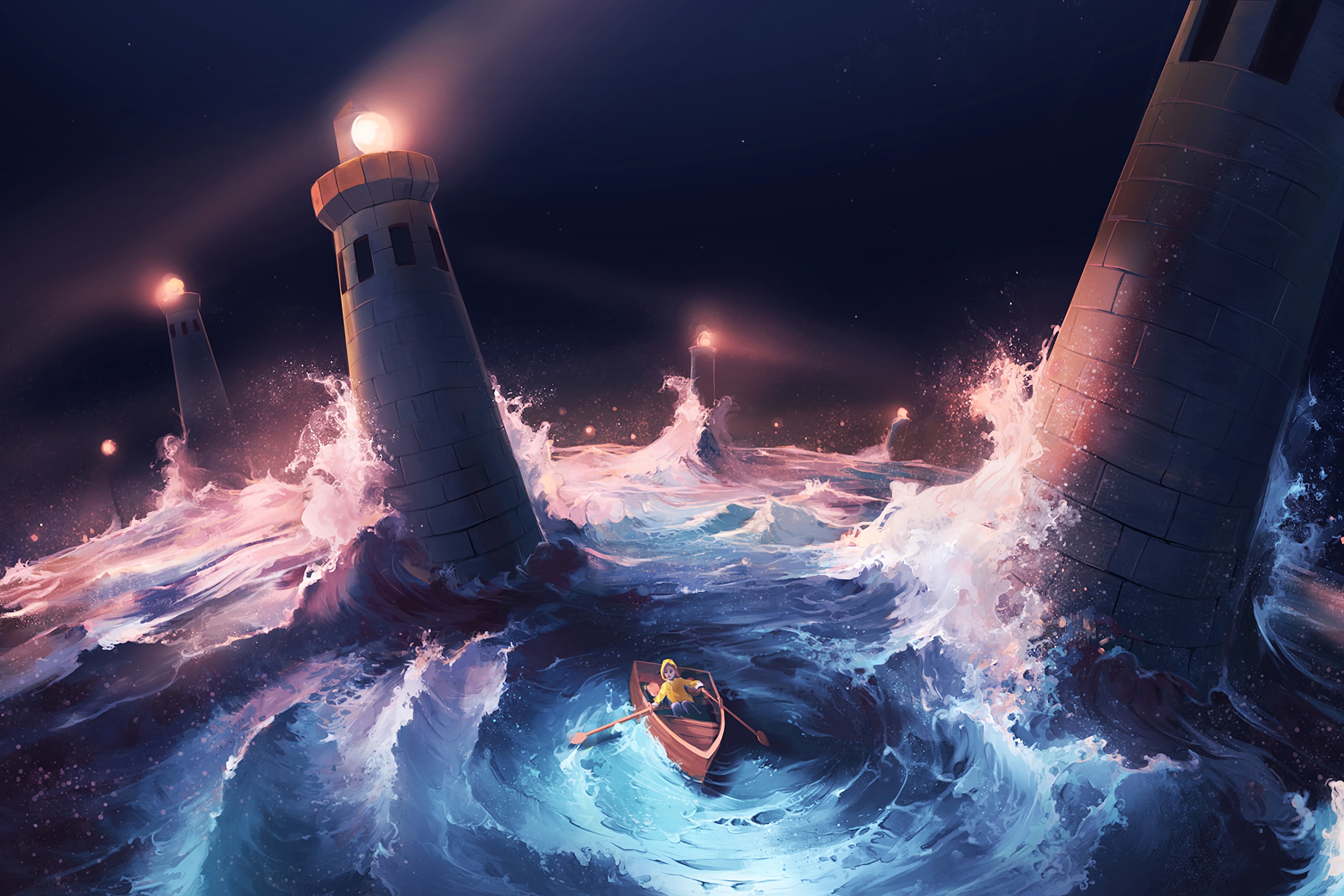 art, lighthouses, sea, boat, storm cellphone