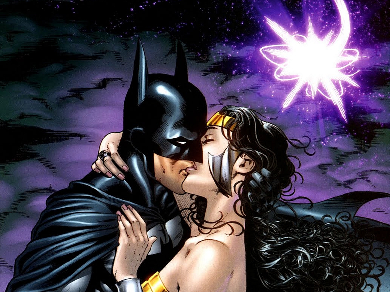 1478879 免費下載壁紙 漫画, 蝙蝠侠, 吻, 神奇女侠 屏保和圖片