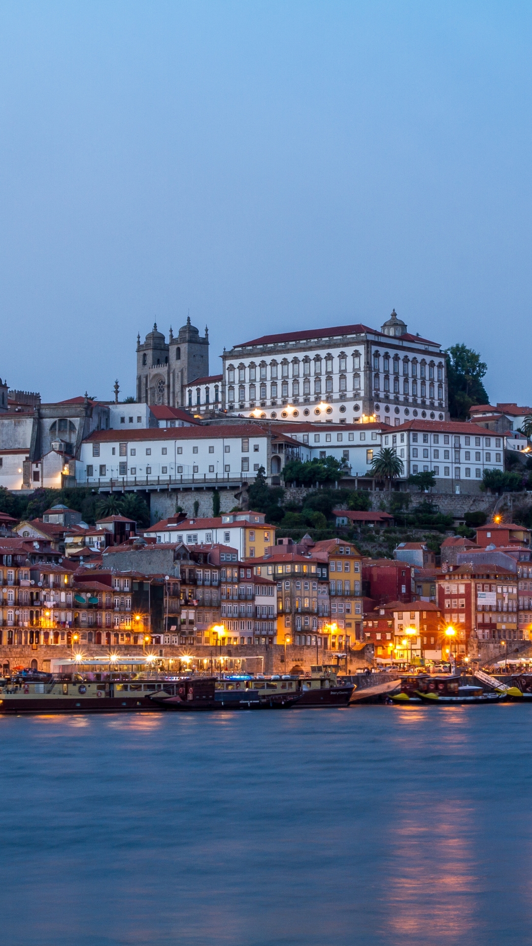 Download mobile wallpaper Cities, City, House, Evening, Boat, Portugal, Quay, Porto, Man Made, Church Of São Francisco for free.
